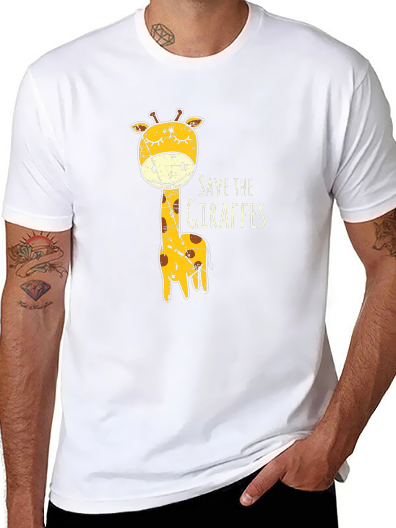 Black Save The Giraffes Graphic Tee - Black view 8