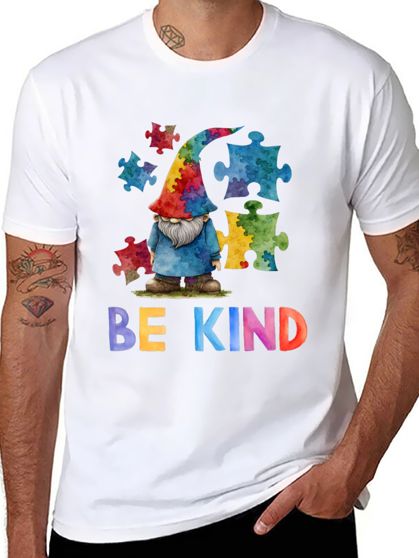 Black Be Kind Autism Awareness T-Shirt view 8