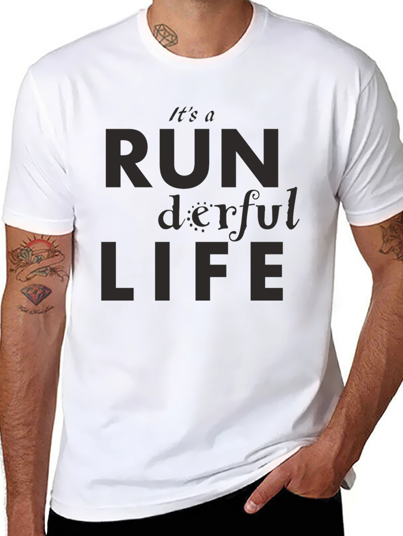 Black It's a Run-derful Life T-Shirt view 8