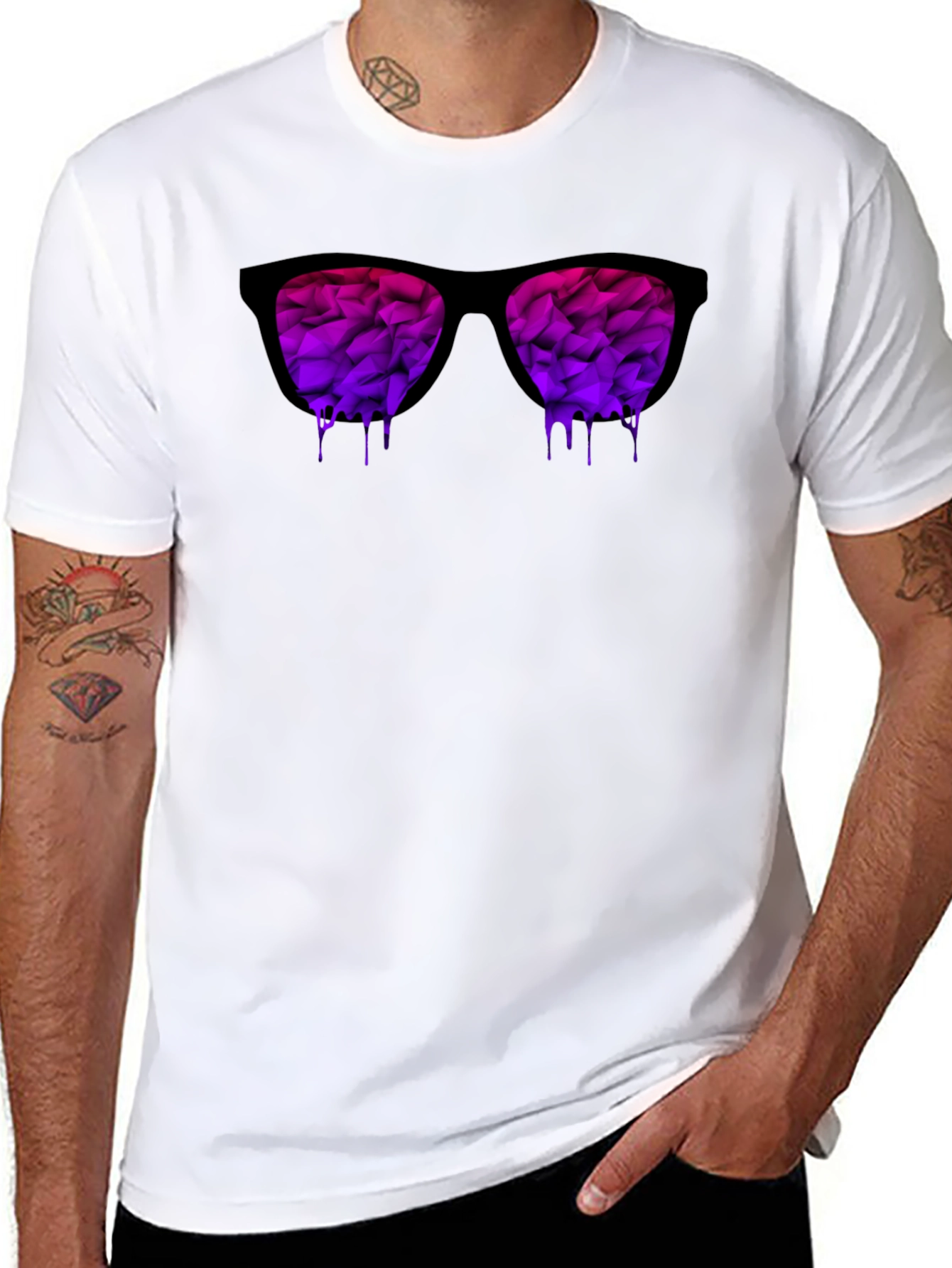 Black Men's Dripping Sunglasses Graphic T-Shirt view 8