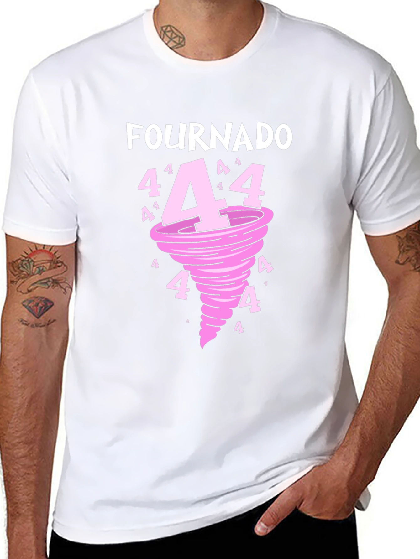 Black Fournado T-Shirt - Funny 4th Birthday Tornado Tee view 8