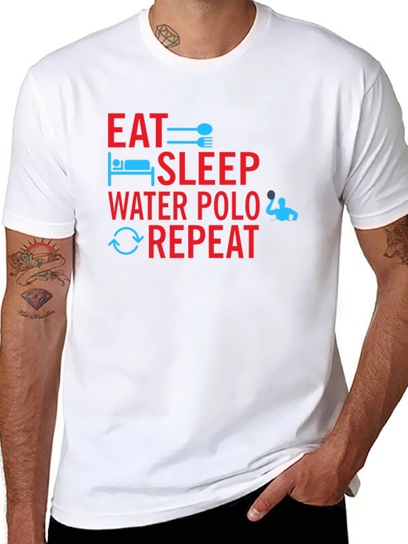 Black Eat Sleep Water Polo Repeat T-Shirt view 8