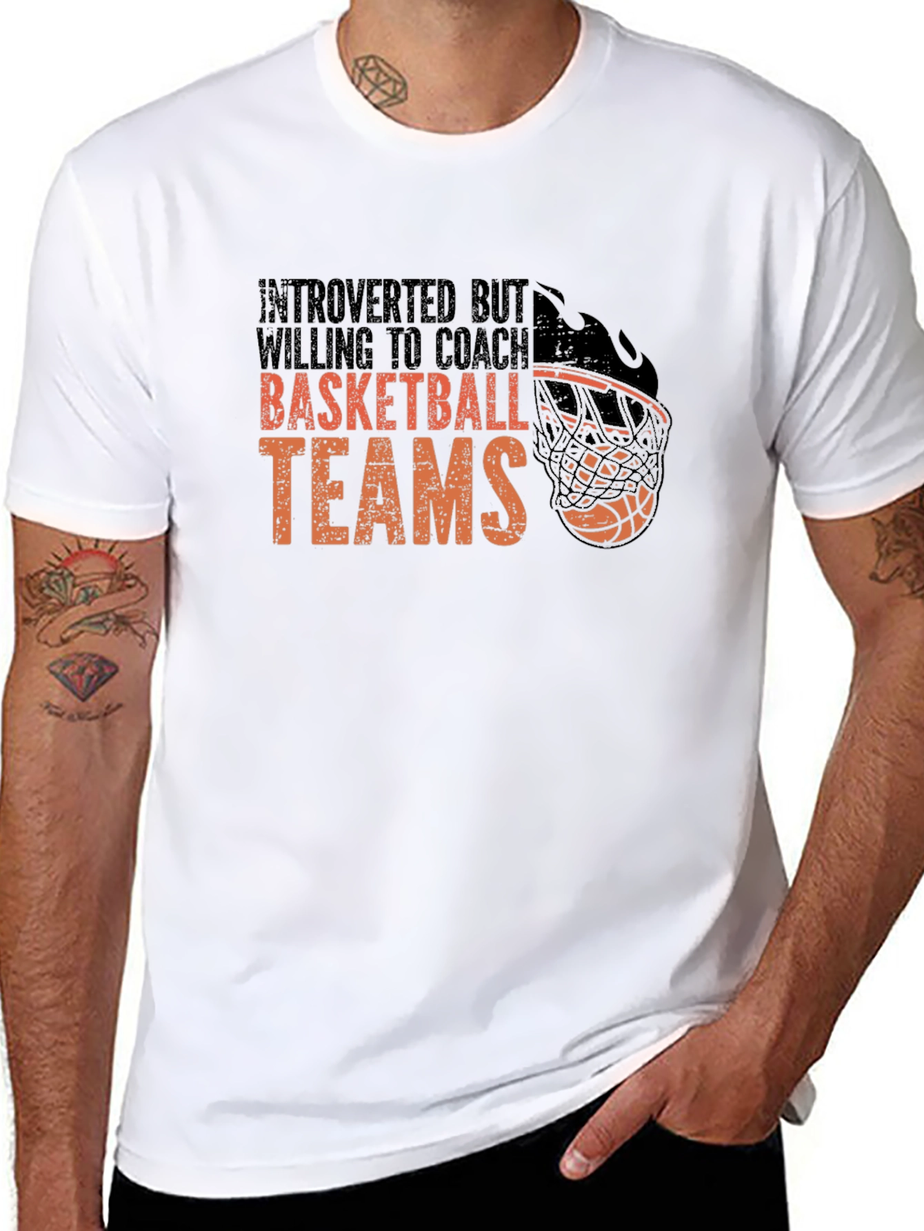 Black Introverted Basketball Coach Graphic Tee view 8