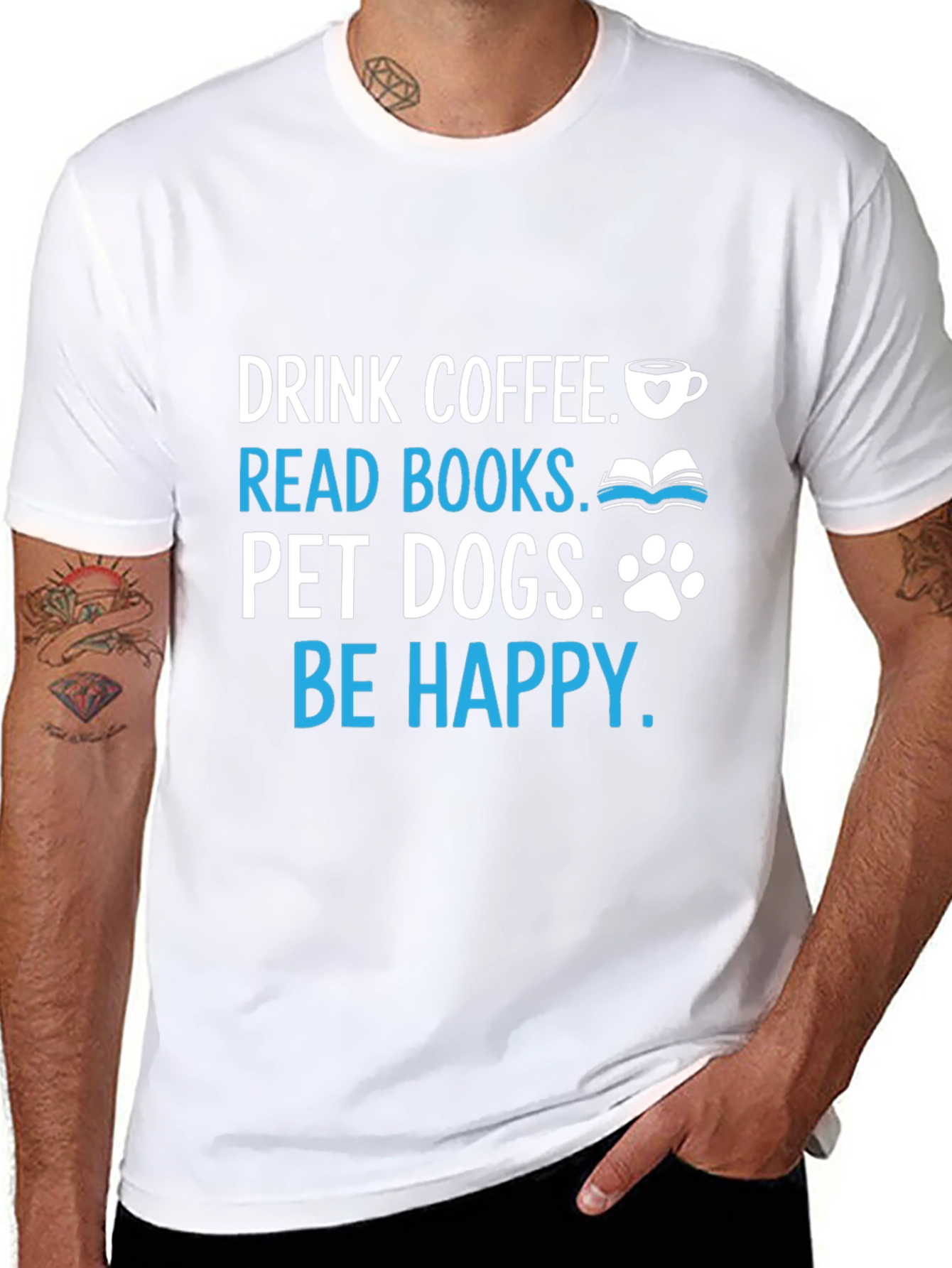 Black Drink Coffee Read Books Pet Dogs T-Shirt view 8