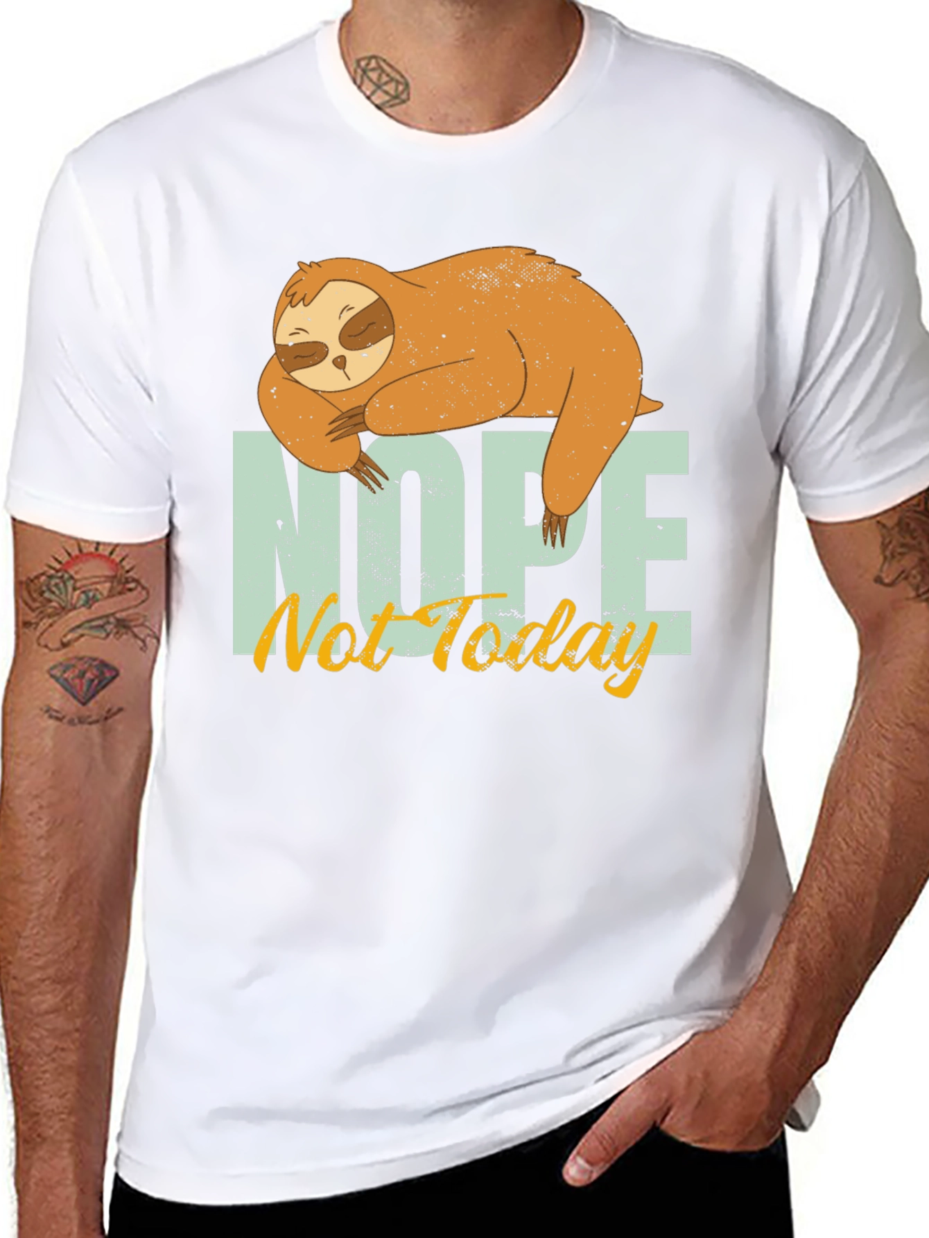 Black Nope Not Today Sloth Graphic T-Shirt - Casual Comfort view 8