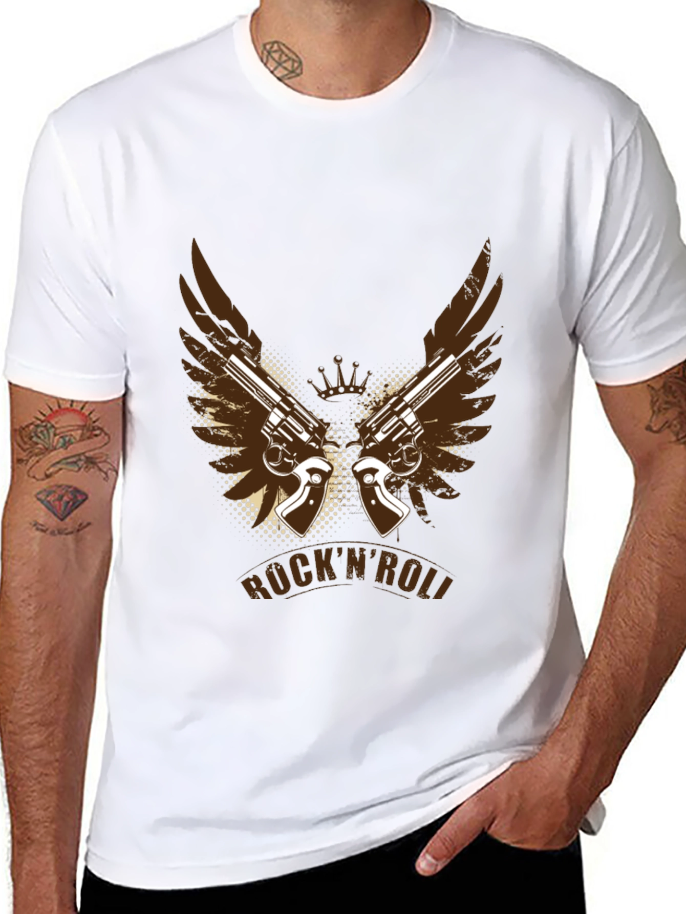 Black Rock'n'Roll Guns T-Shirt - Cool Graphic Tee view 8