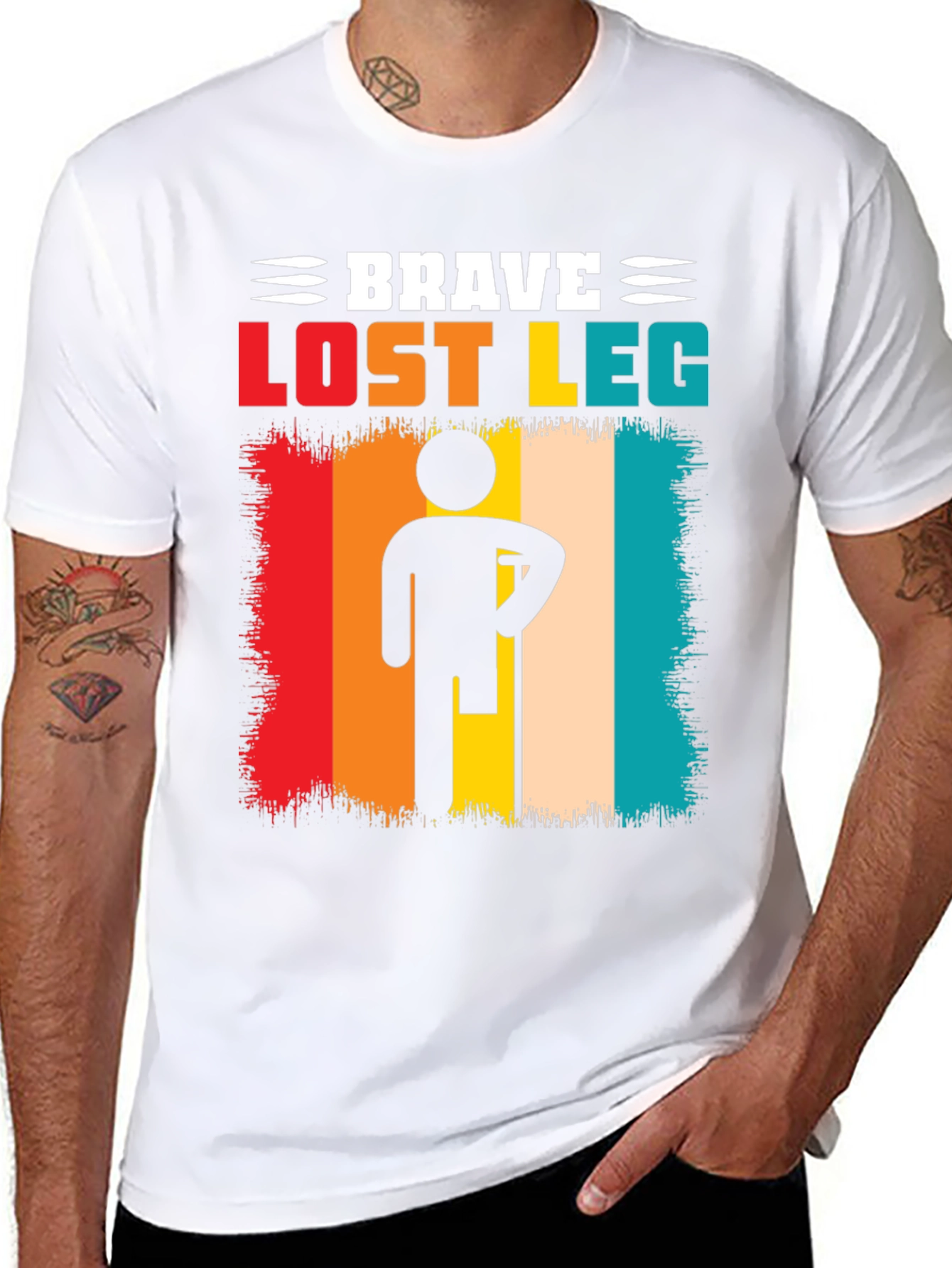 Black Brave Lost Leg T-Shirt - Amputee Pride view 8