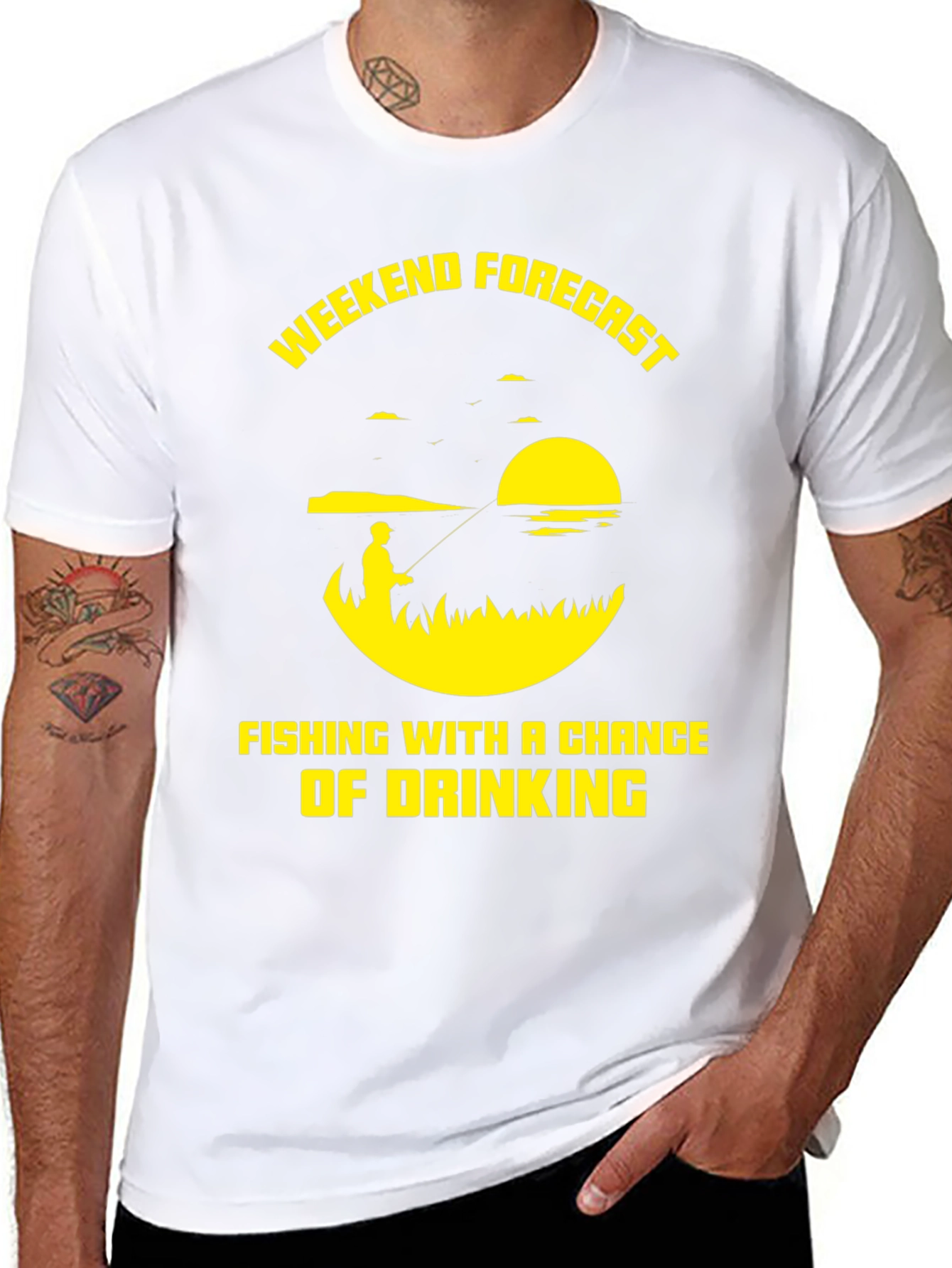 Black Fishing & Drinking Weekend Forecast T-Shirt view 8
