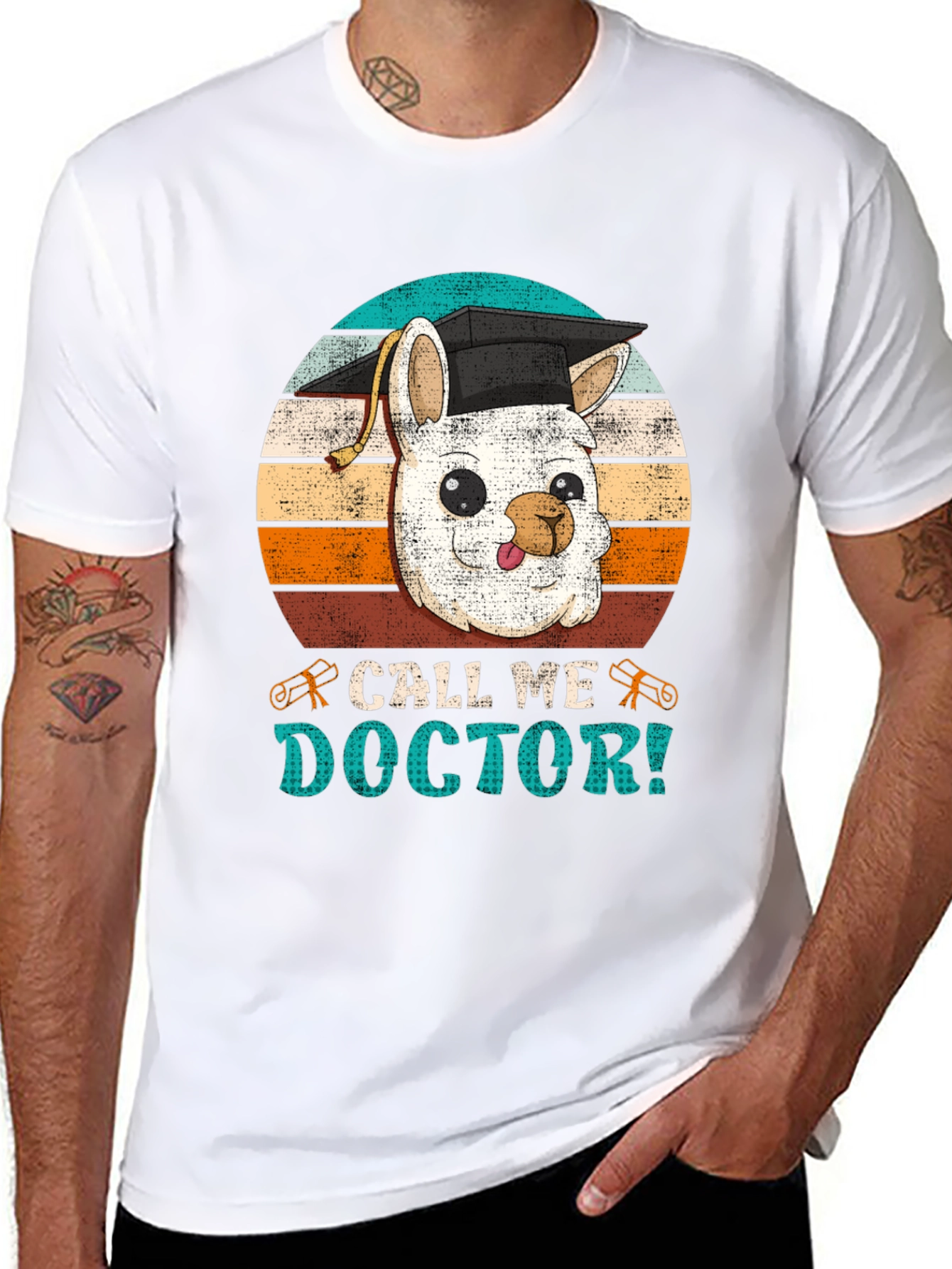 Black Call Me Doctor Llama T-Shirt view 8