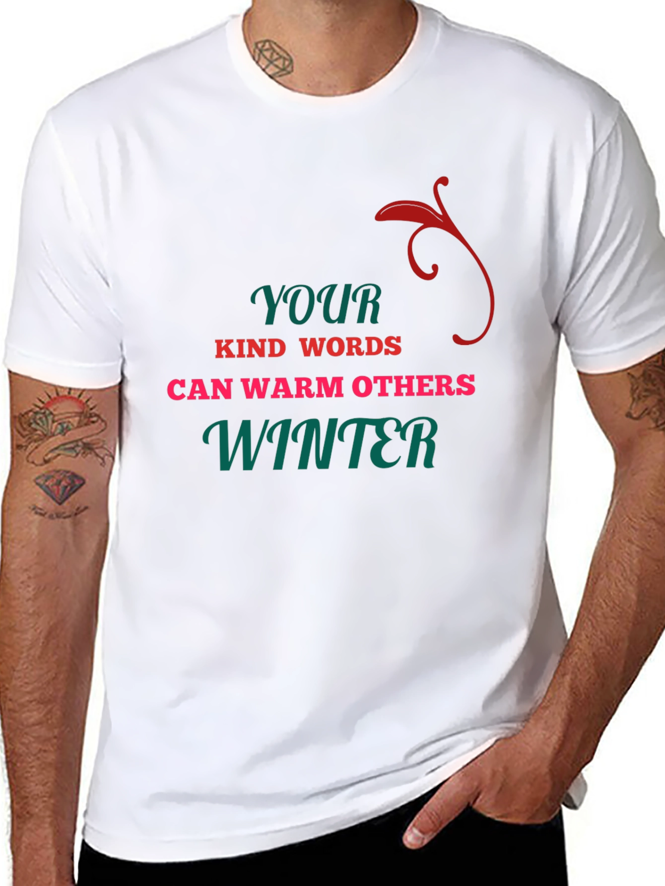 Black Kind Words Warm Others Winter T-Shirt view 8