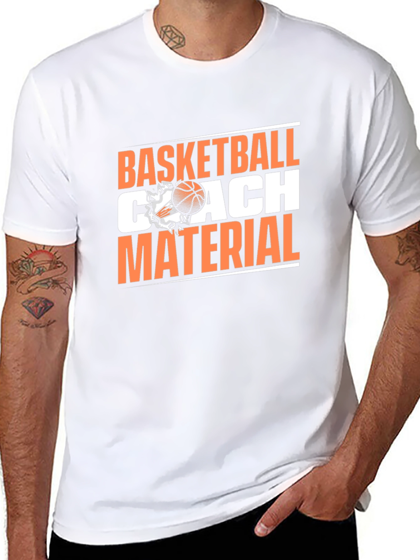 Black Basketball Coach Material T-Shirt - Black Tee view 8