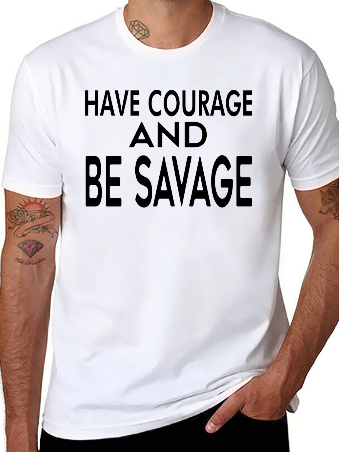 Black Courage & Savage Graphic Tee - Bold Black Shirt view 8