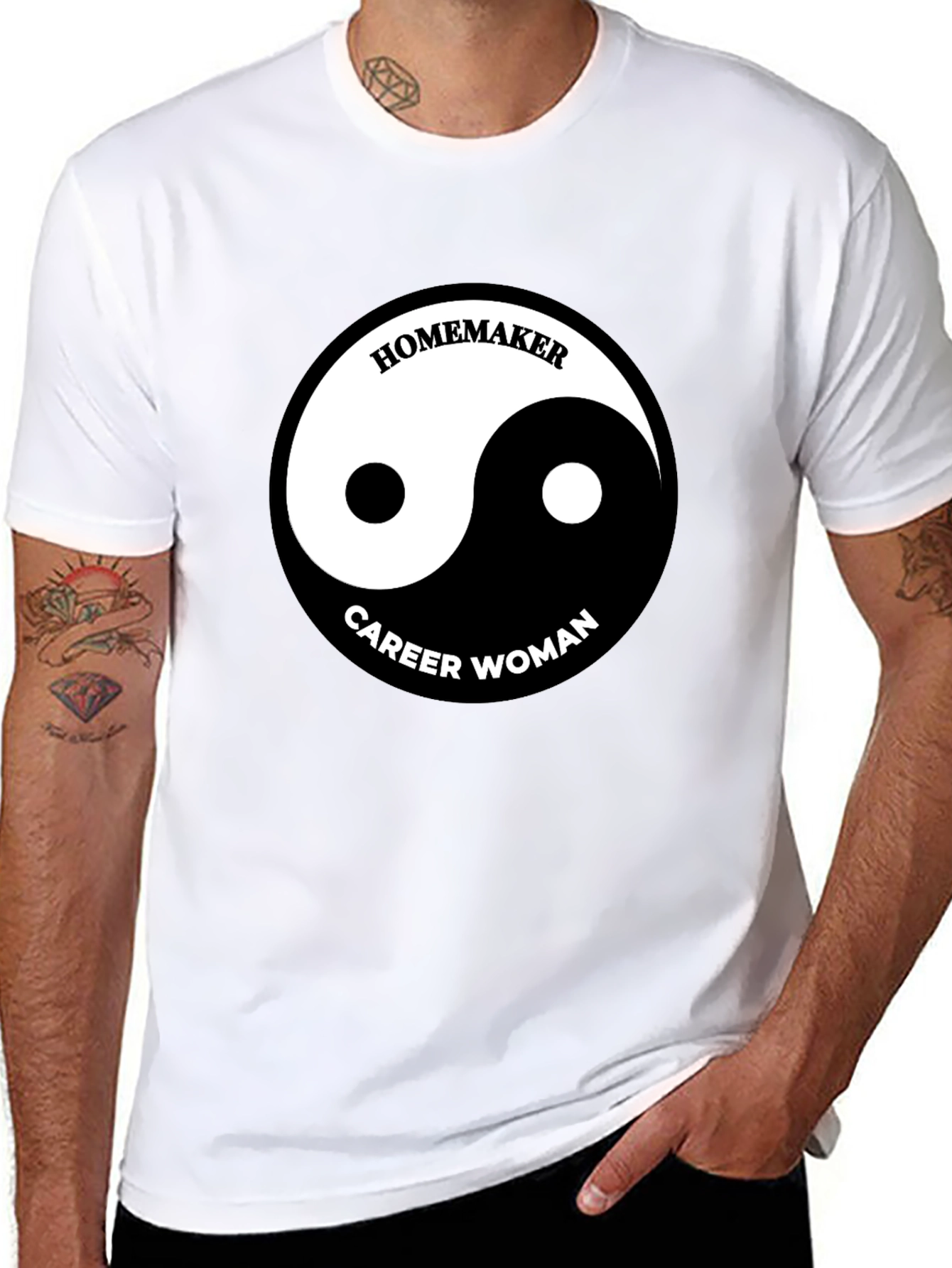 Black Yin Yang Homemaker Career Woman T-Shirt view 8