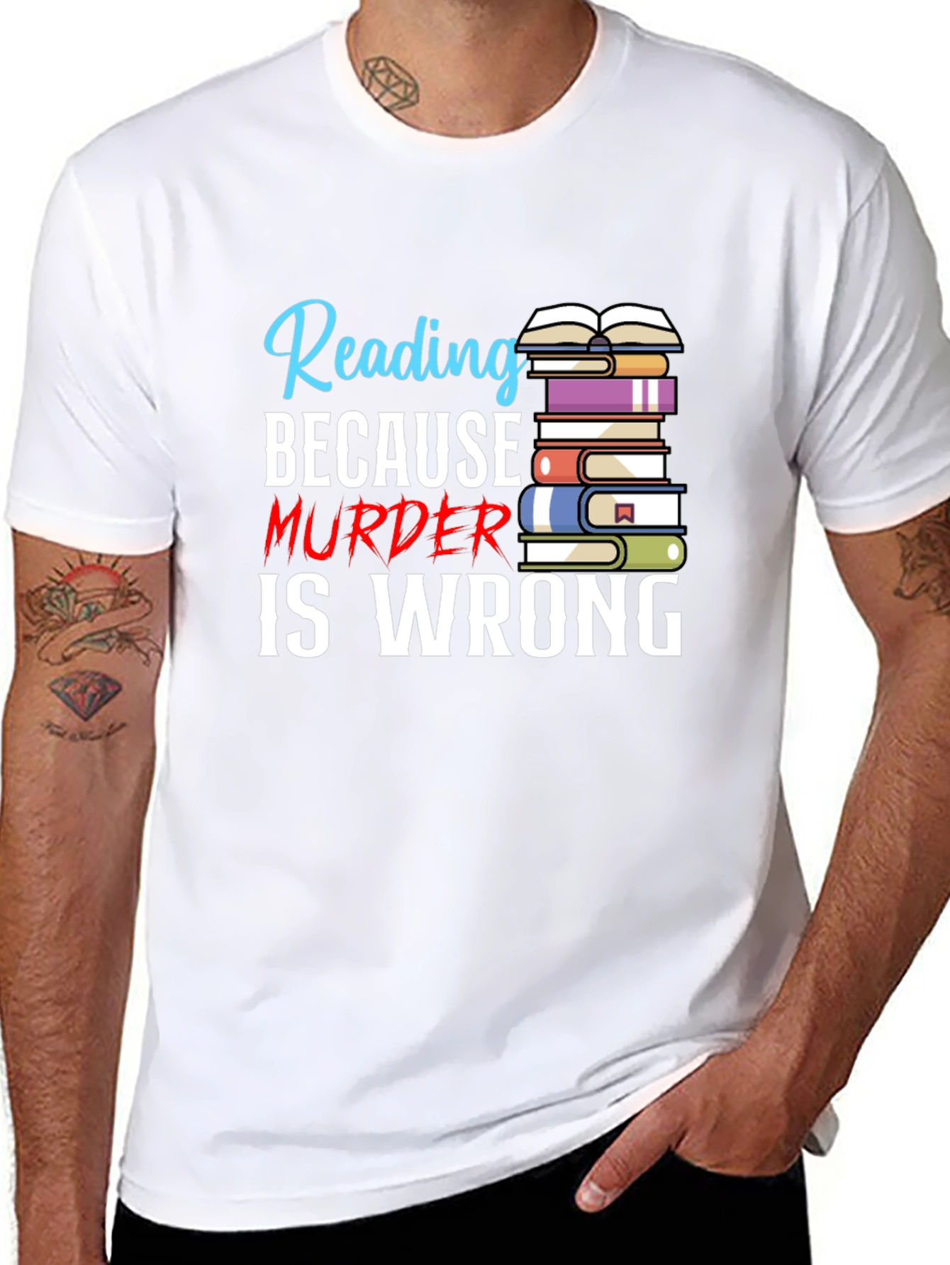 Black Reading Because Murder Is Wrong T-Shirt view 8