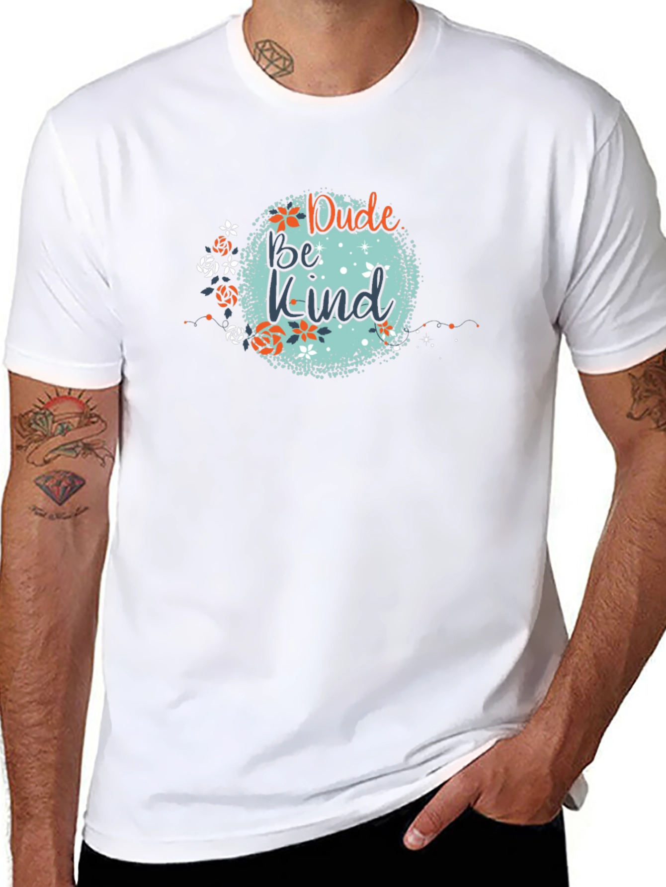 Black Dude Be Kind Graphic Tee - Black Cotton T-Shirt view 8
