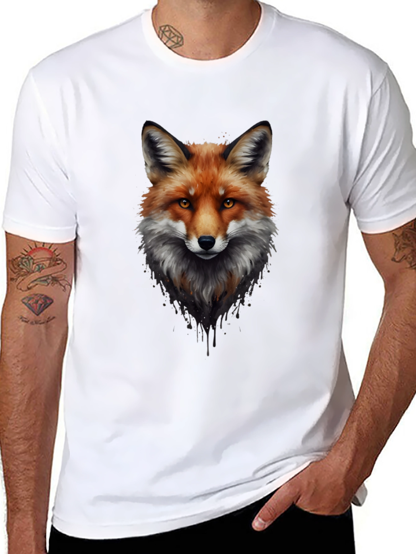 Black Fox Graphic Print Black T-Shirt view 8