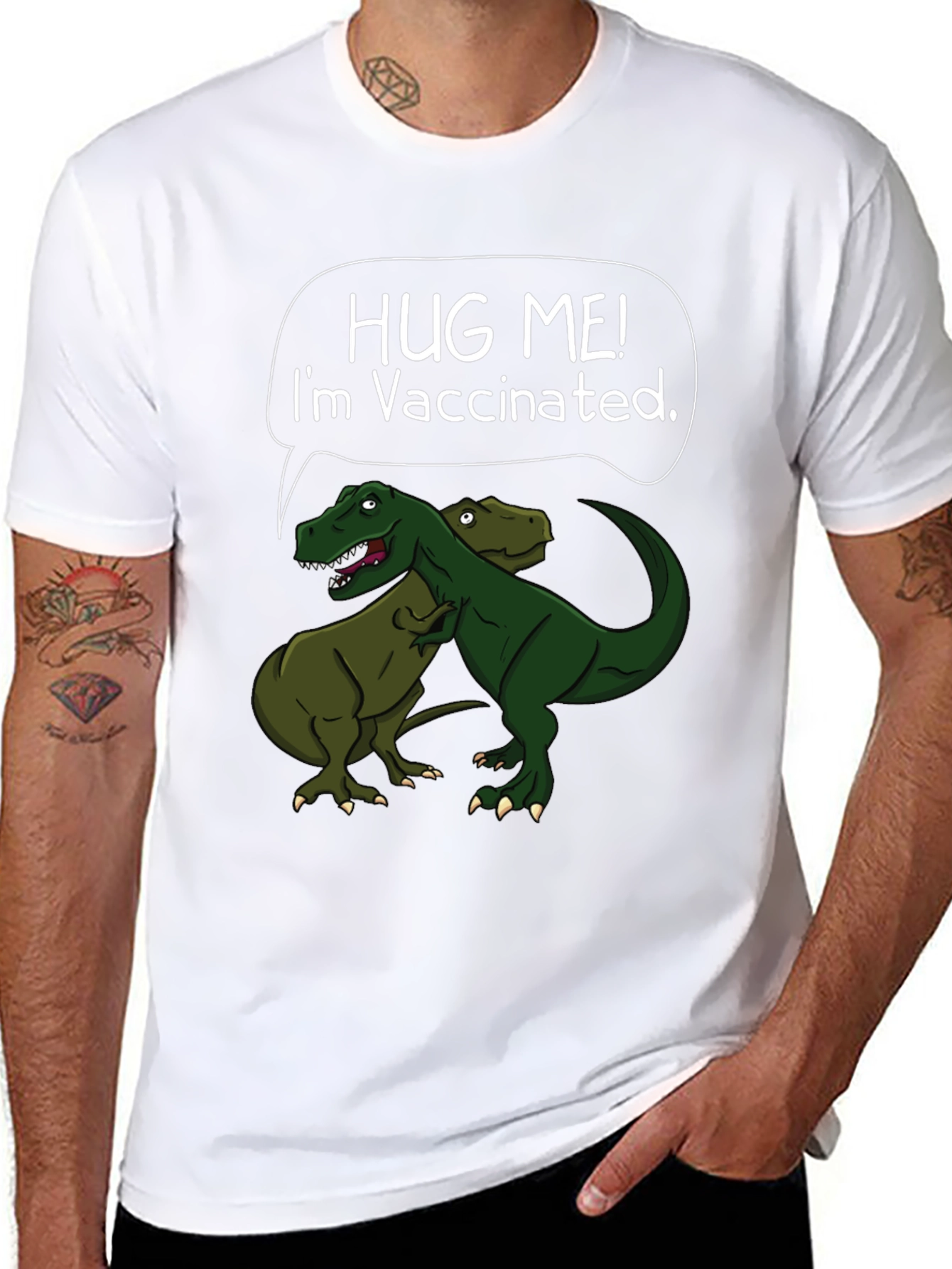 Hug Me! I'm Vaccinated T-Rex Graphic T-Shirt - 8