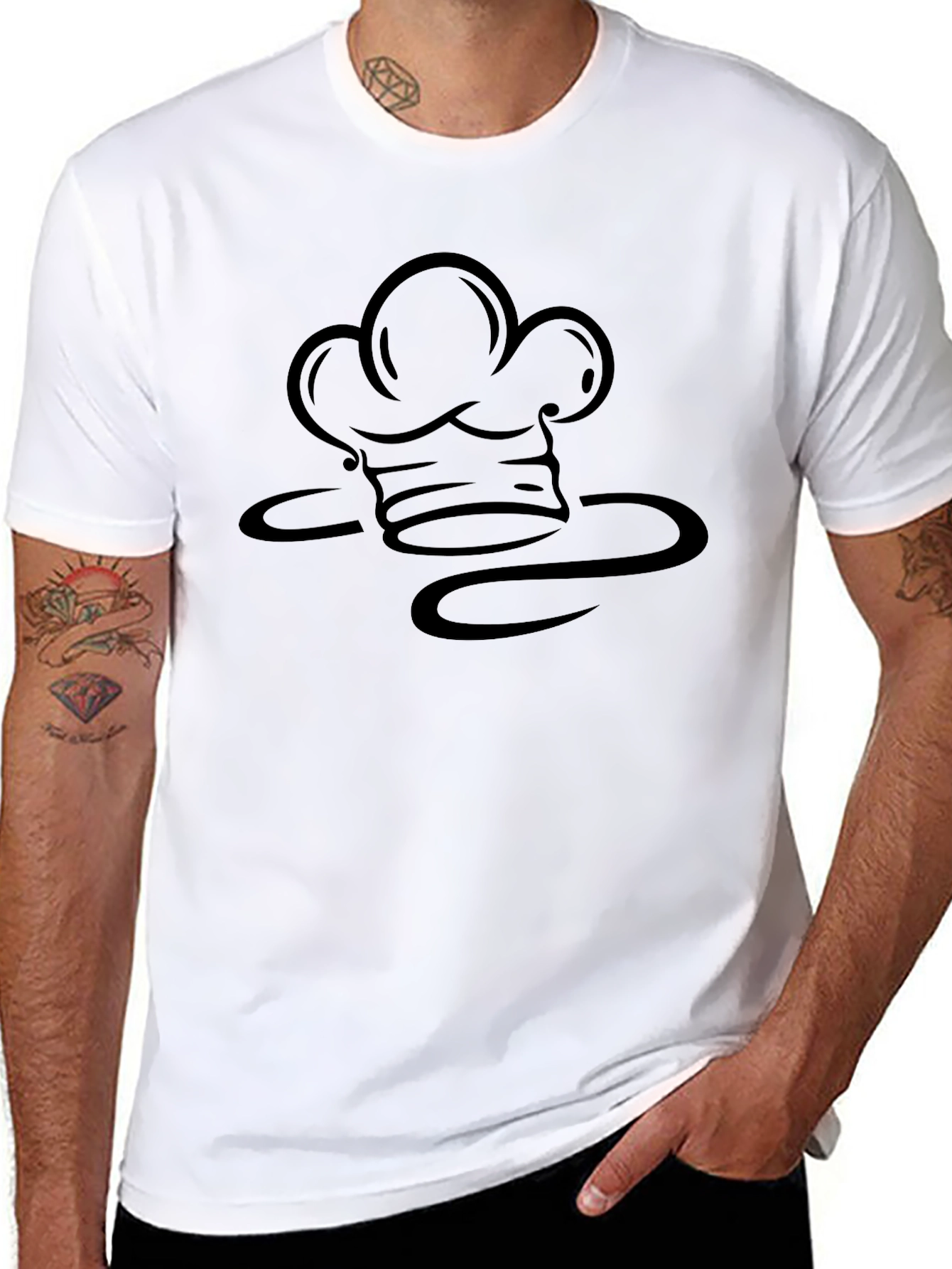 Black Chef Hat Graphic Black T-Shirt view 8
