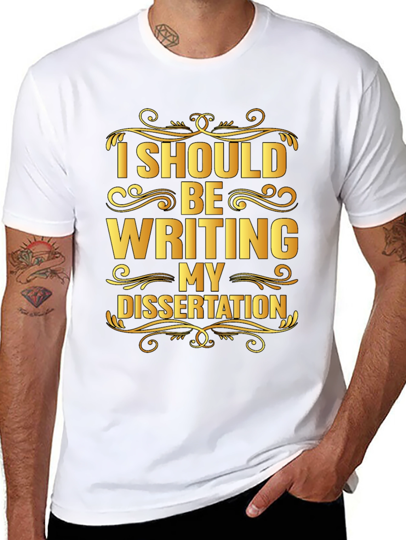 Black Dissertation Humor T-Shirt: I Should Be Writing My Dissertation view 8
