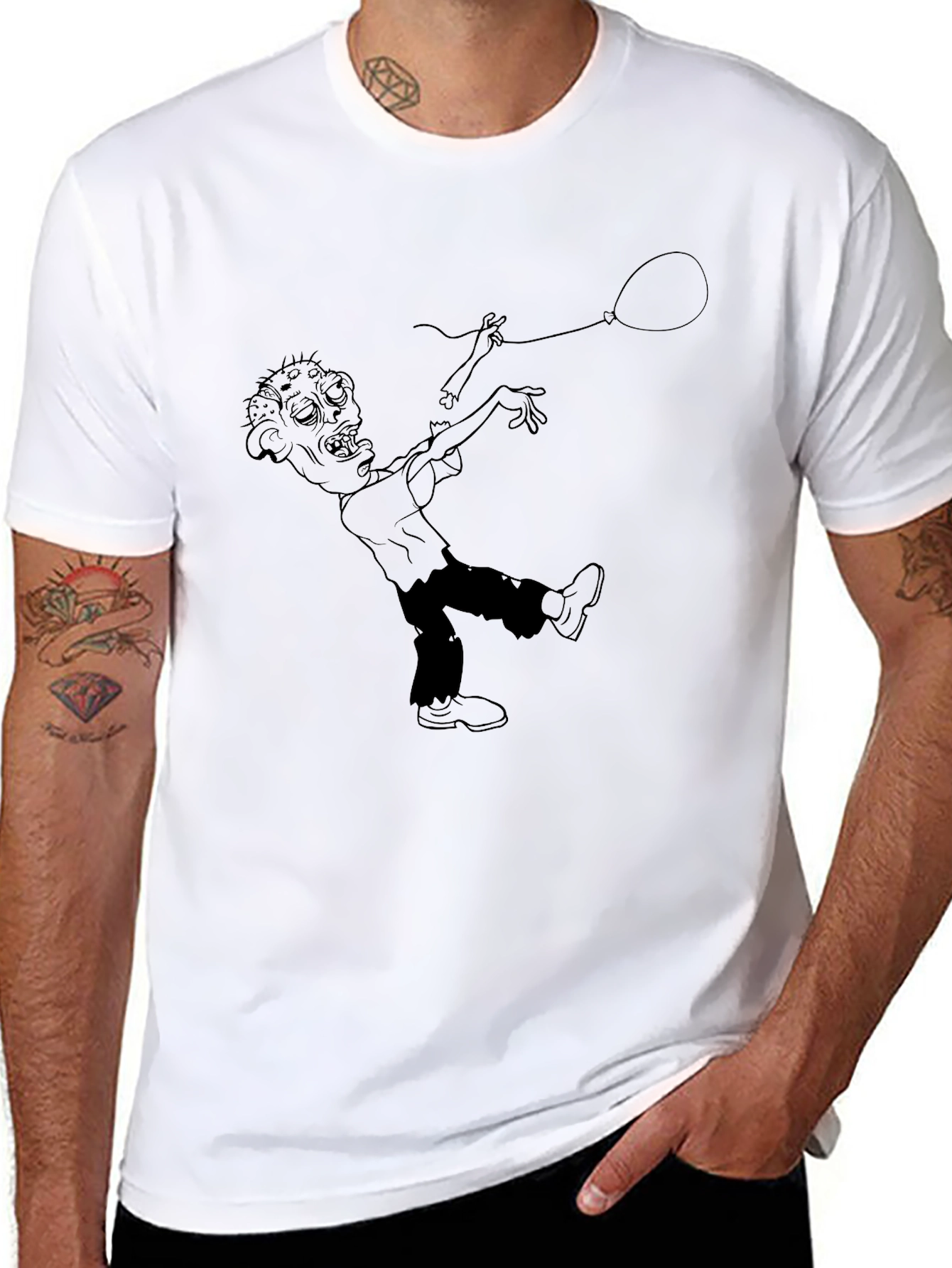 Black Zombie Balloon Graphic T-Shirt - Mens Black view 8