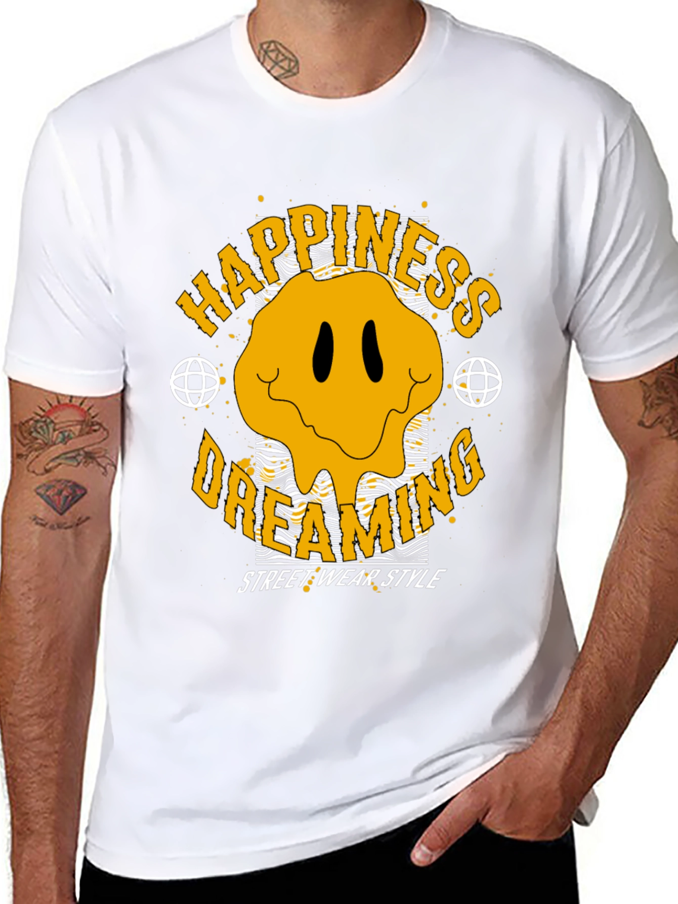 Black Happiness Dreaming Graphic T-Shirt view 8