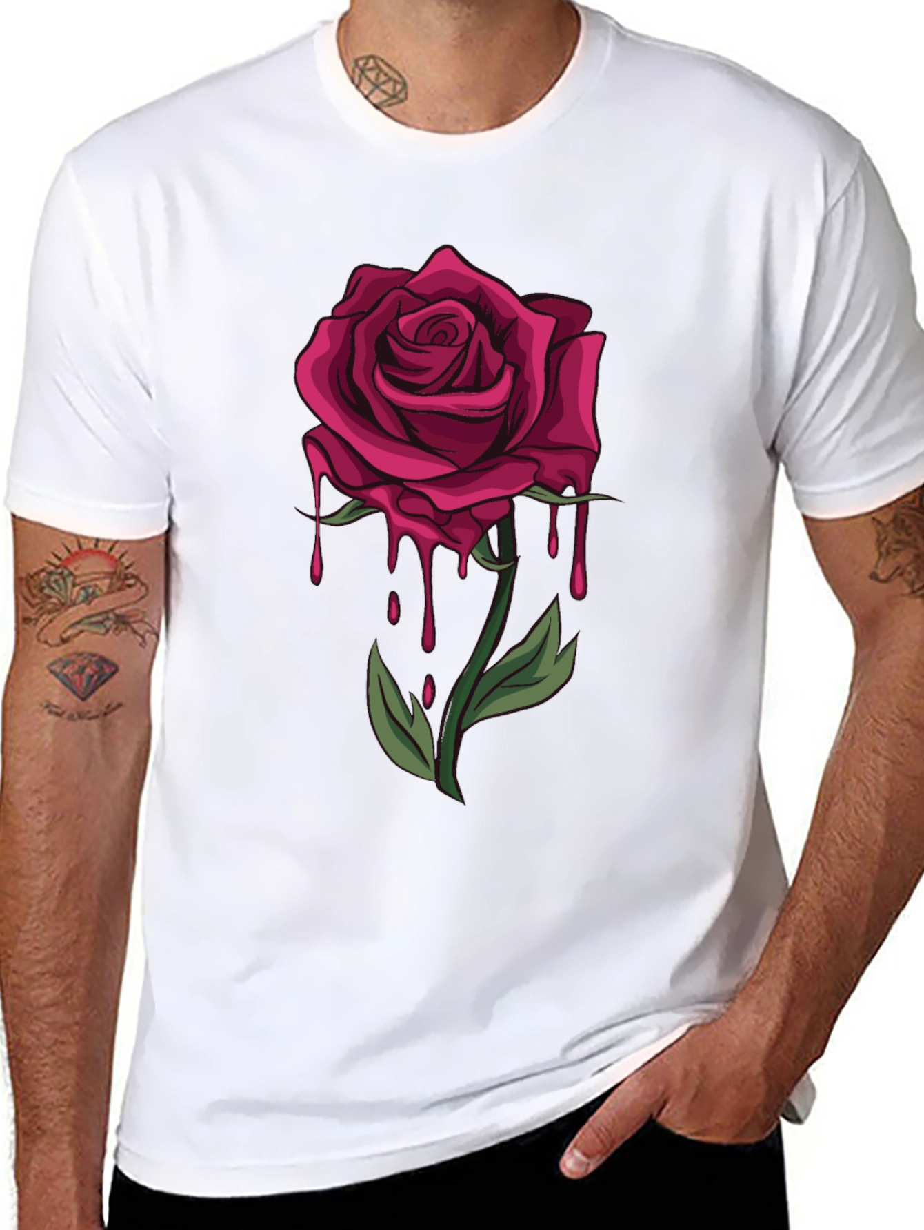 Dripping Rose Graphic T-Shirt - Bold & Stylish - 8