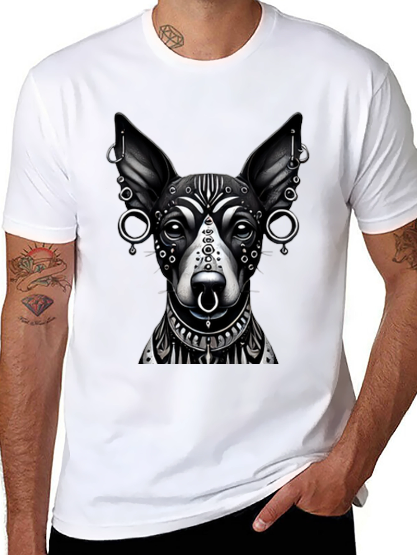 Black Dog Tattoo Art Black T-Shirt view 8