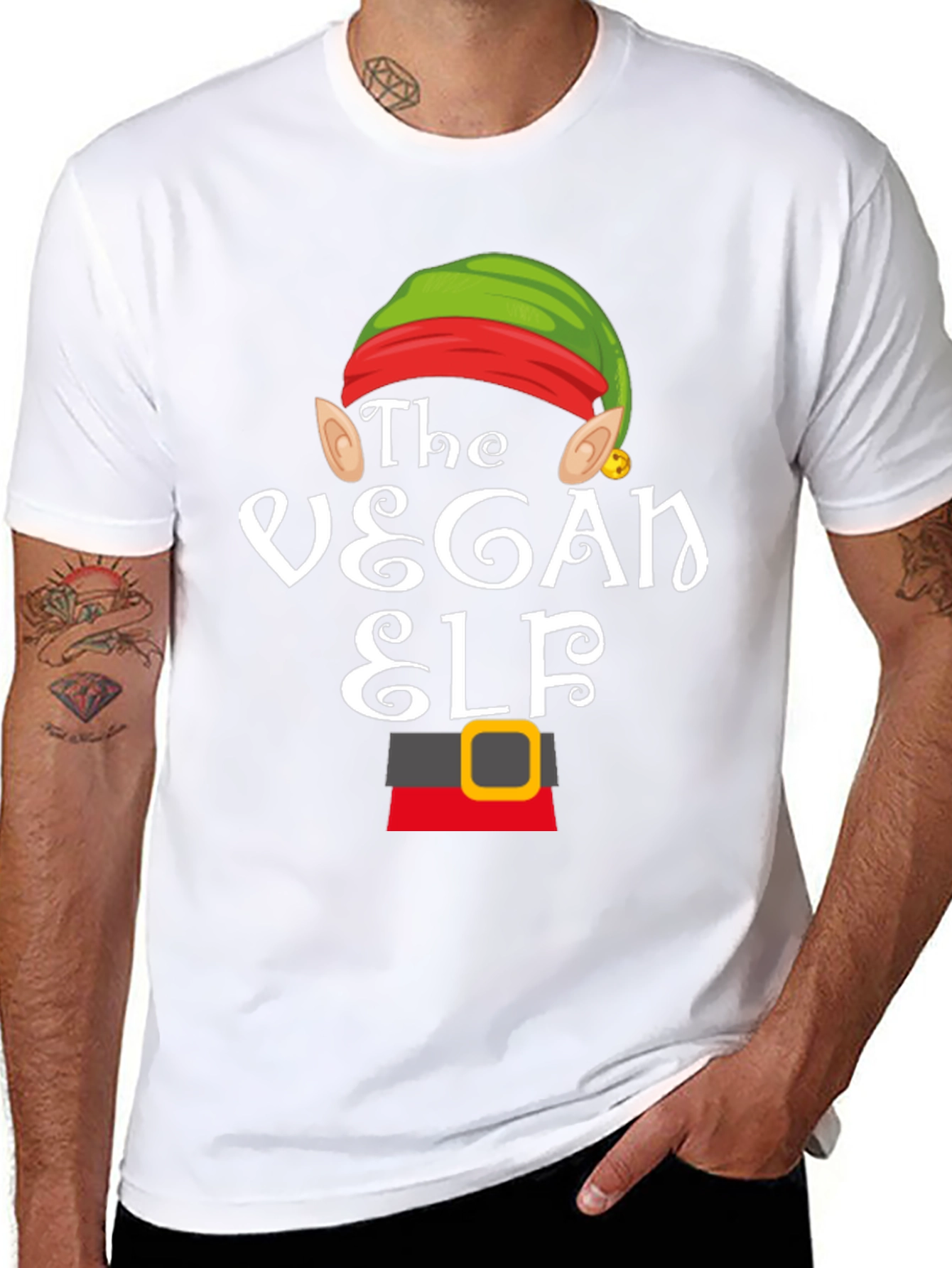Black Vegan Elf T-Shirt - Holiday Festive Apparel view 8