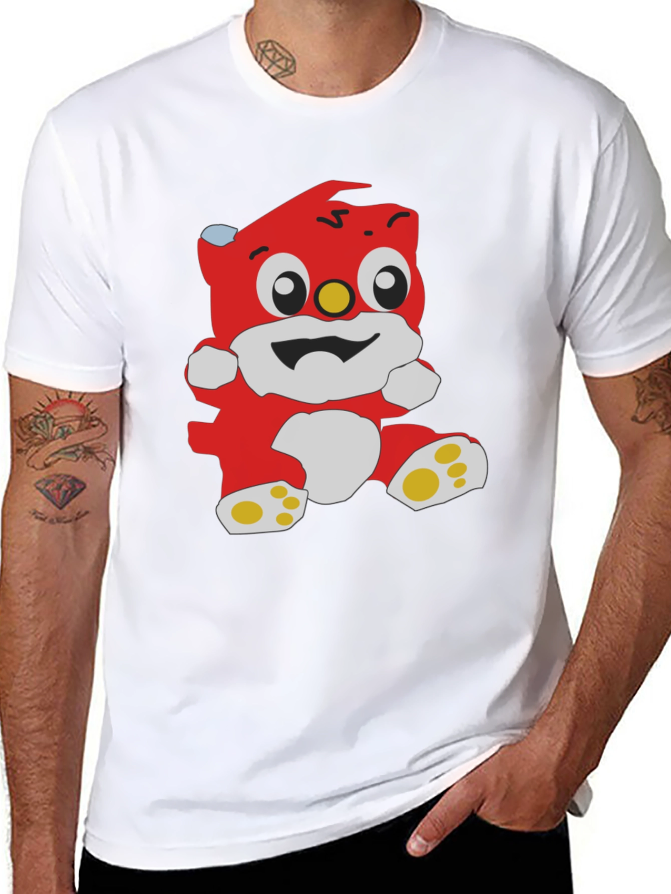 Black Cartoon Bear Graphic Black T-Shirt view 8