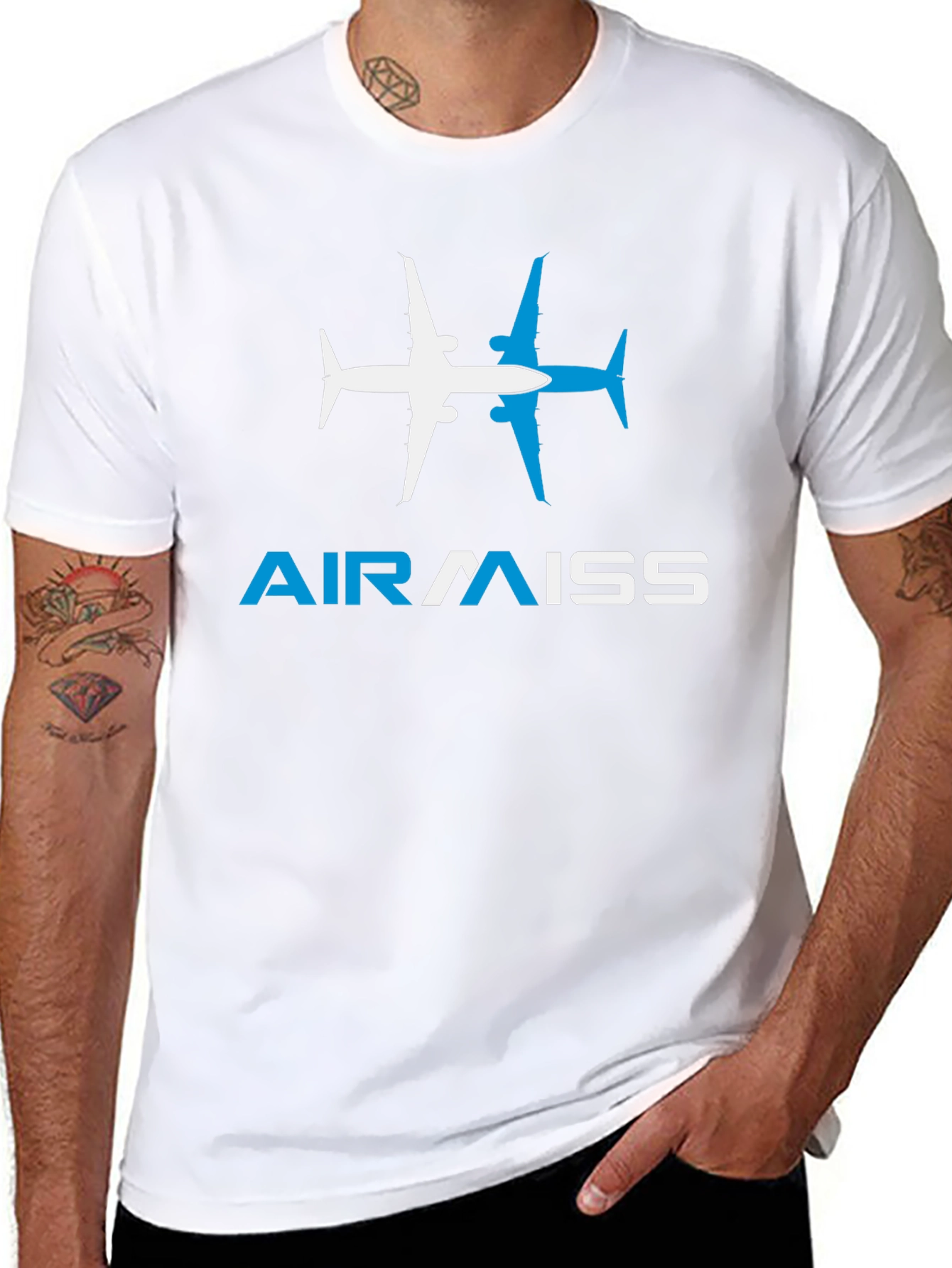 Black AirMiss Airplane Graphic T-Shirt view 8