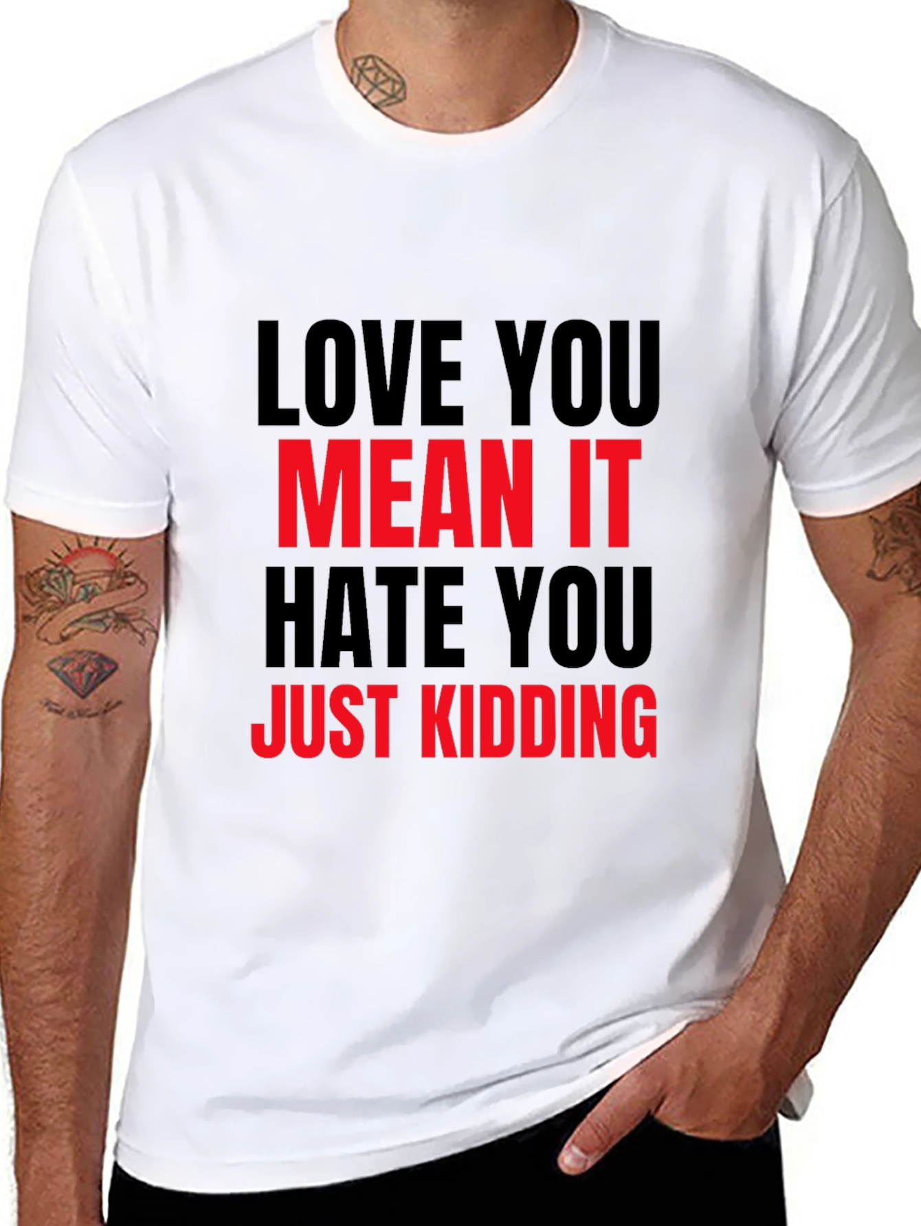 Black Love You Mean It Sarcastic Graphic Tee view 8