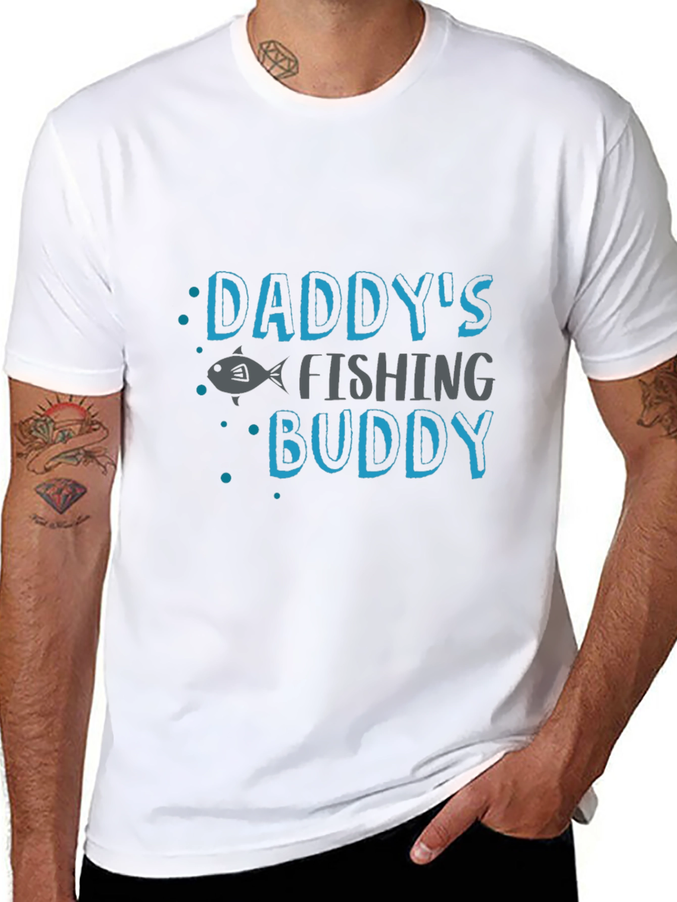 Black Daddy's Fishing Buddy Black T-Shirt view 8