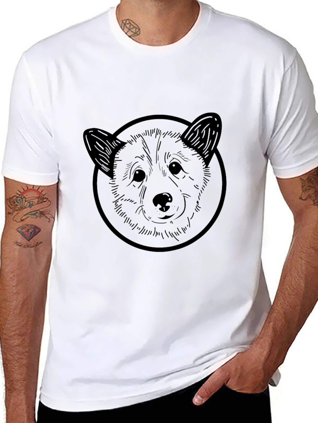 Black Corgi Dog Head Graphic T-Shirt - Unisex view 8