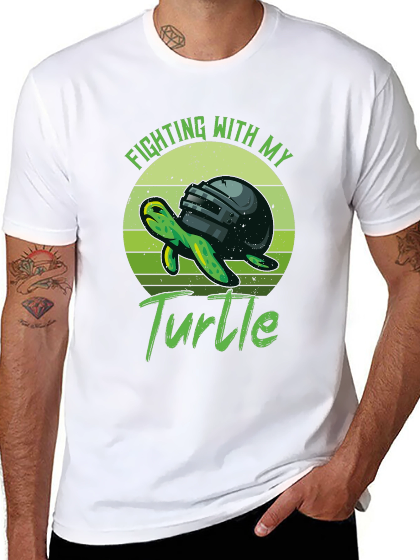 Black Fighting with My Turtle T-Shirt view 8