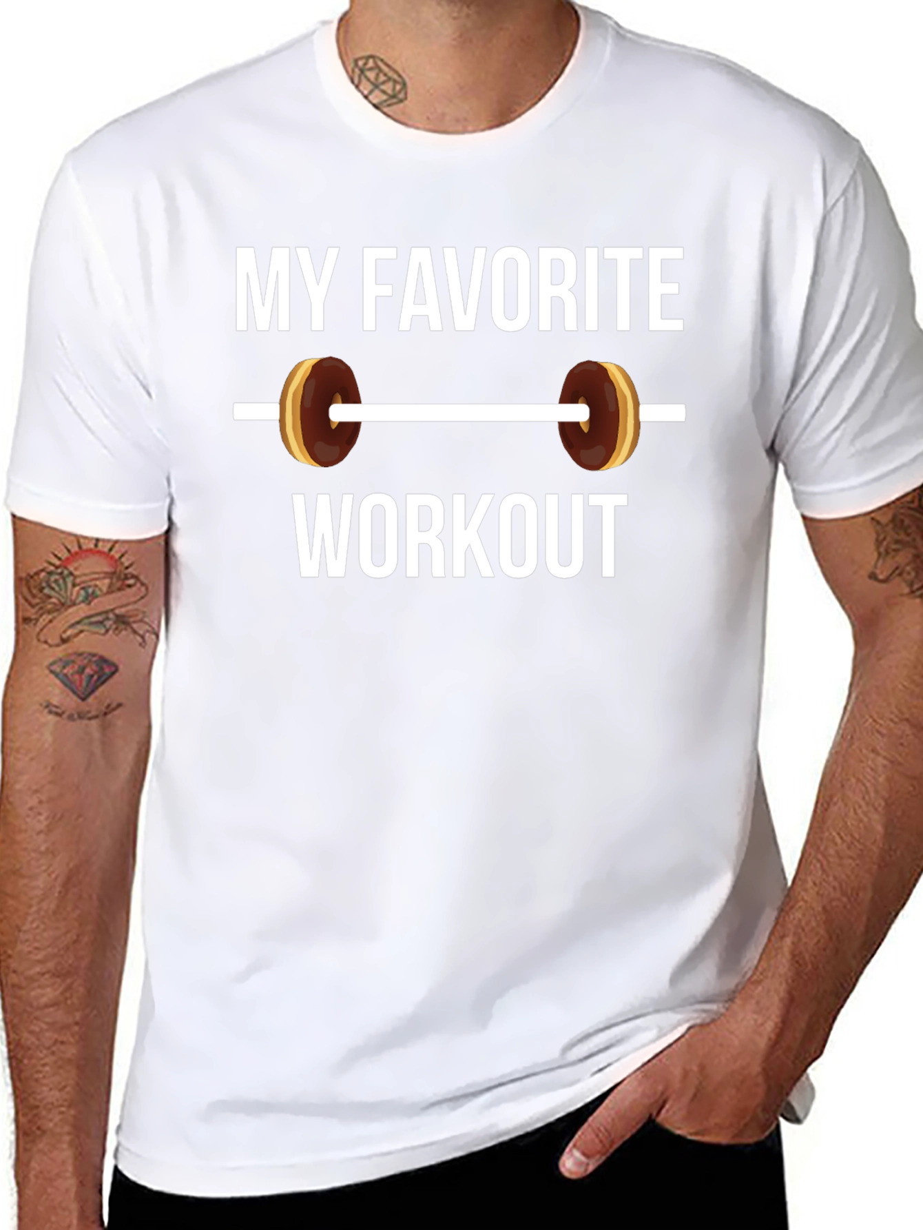 Black Funny Donut Workout T-Shirt - My Favorite Workout Tee view 8