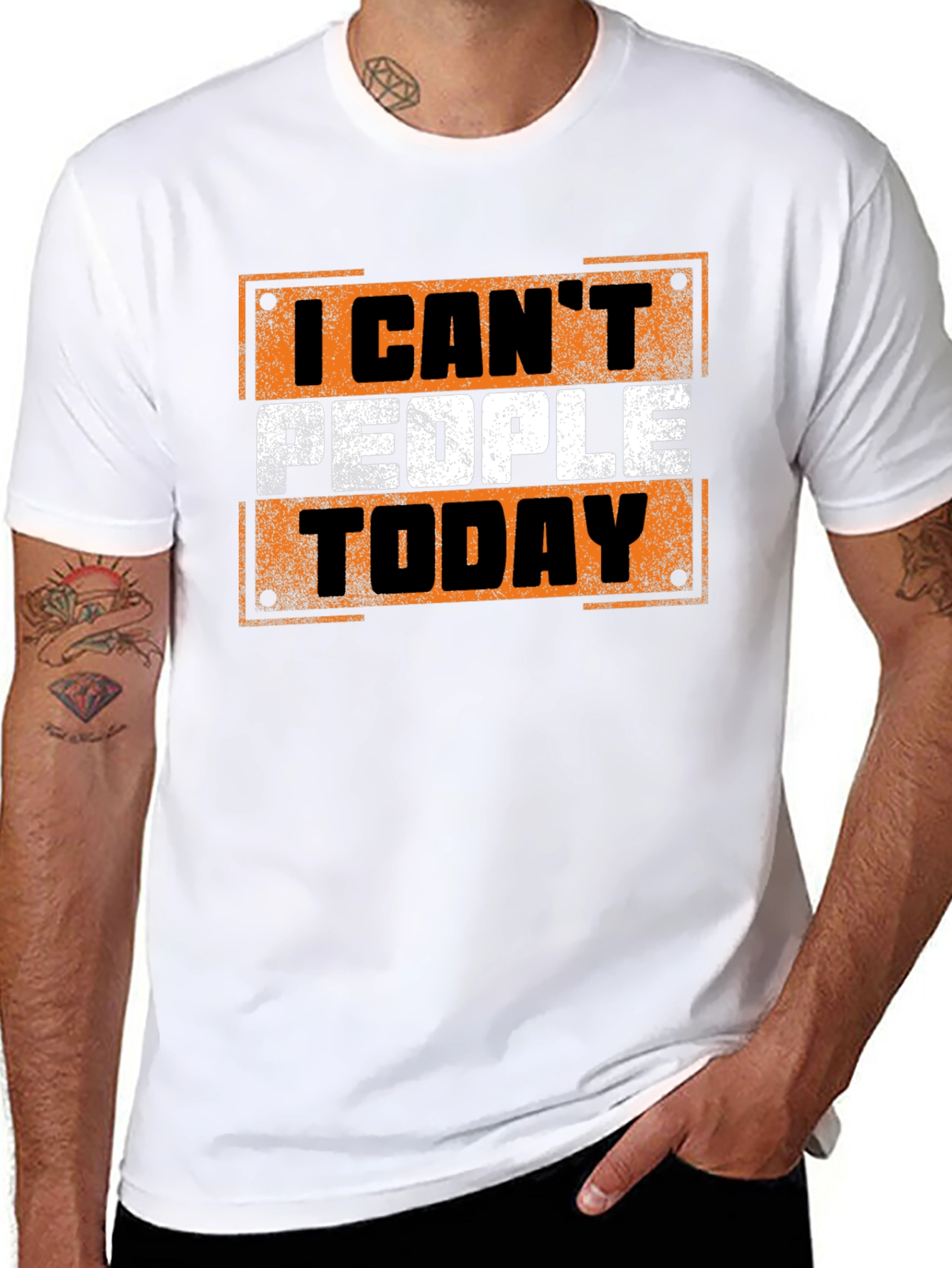 Black I Can't People Today Graphic Tee - Black Cotton T-Shirt view 8