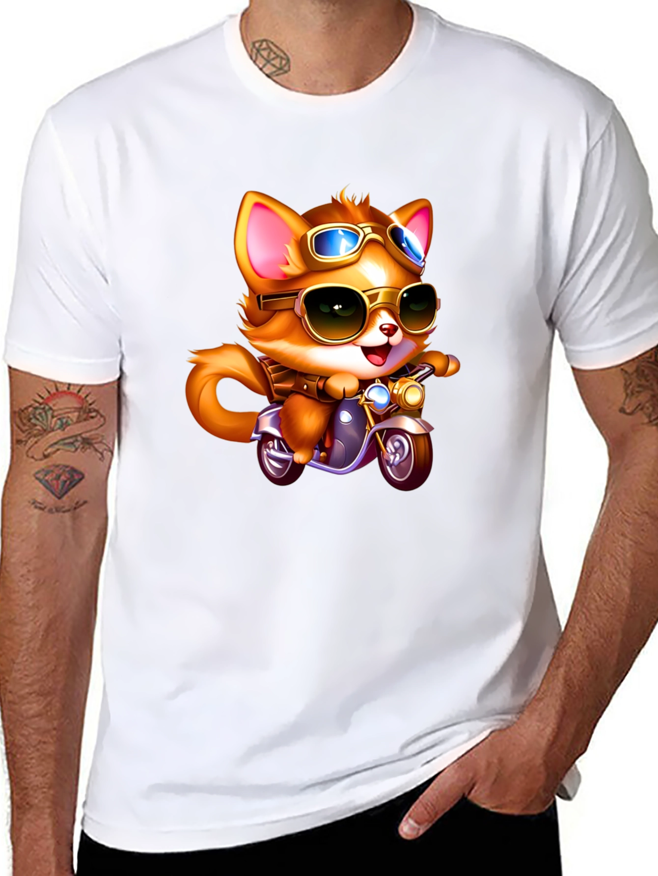 Black Cool Cat Biker T-Shirt - Ride in Style! view 8