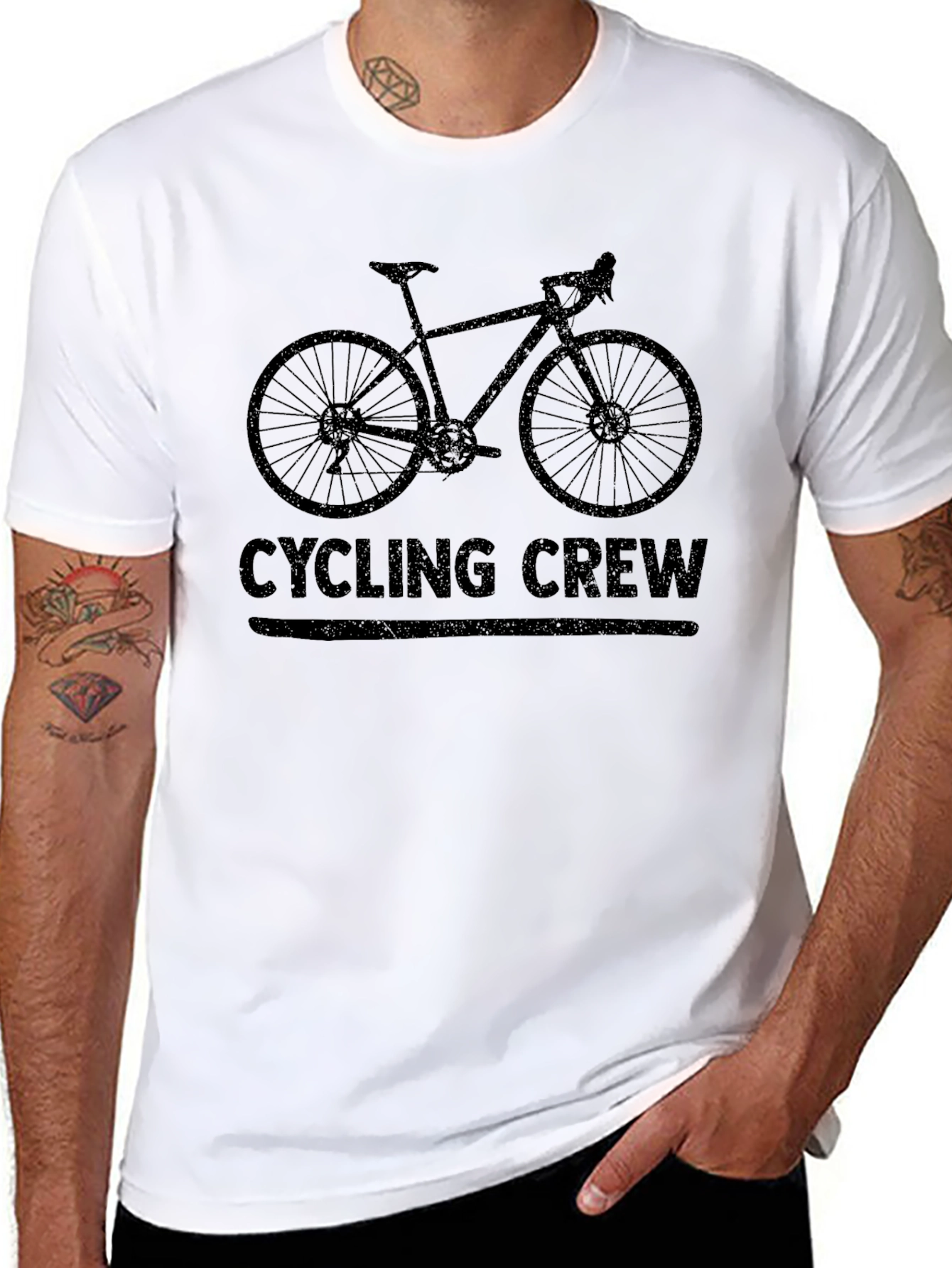 Black Cycling Crew Black Graphic Tee Shirt view 8