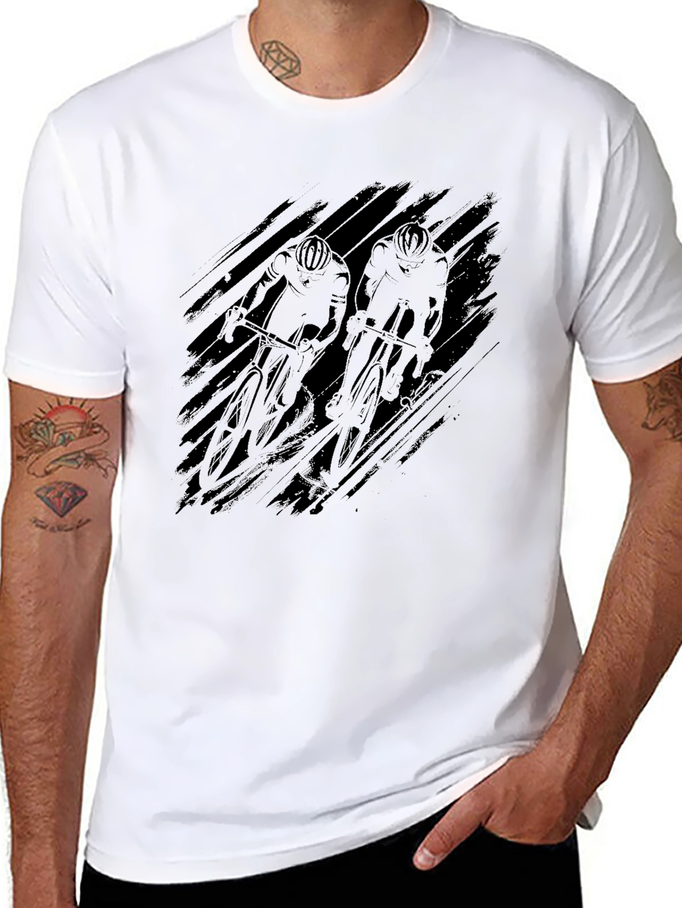 Black Men's Black Cycling Graphic T-Shirt view 8