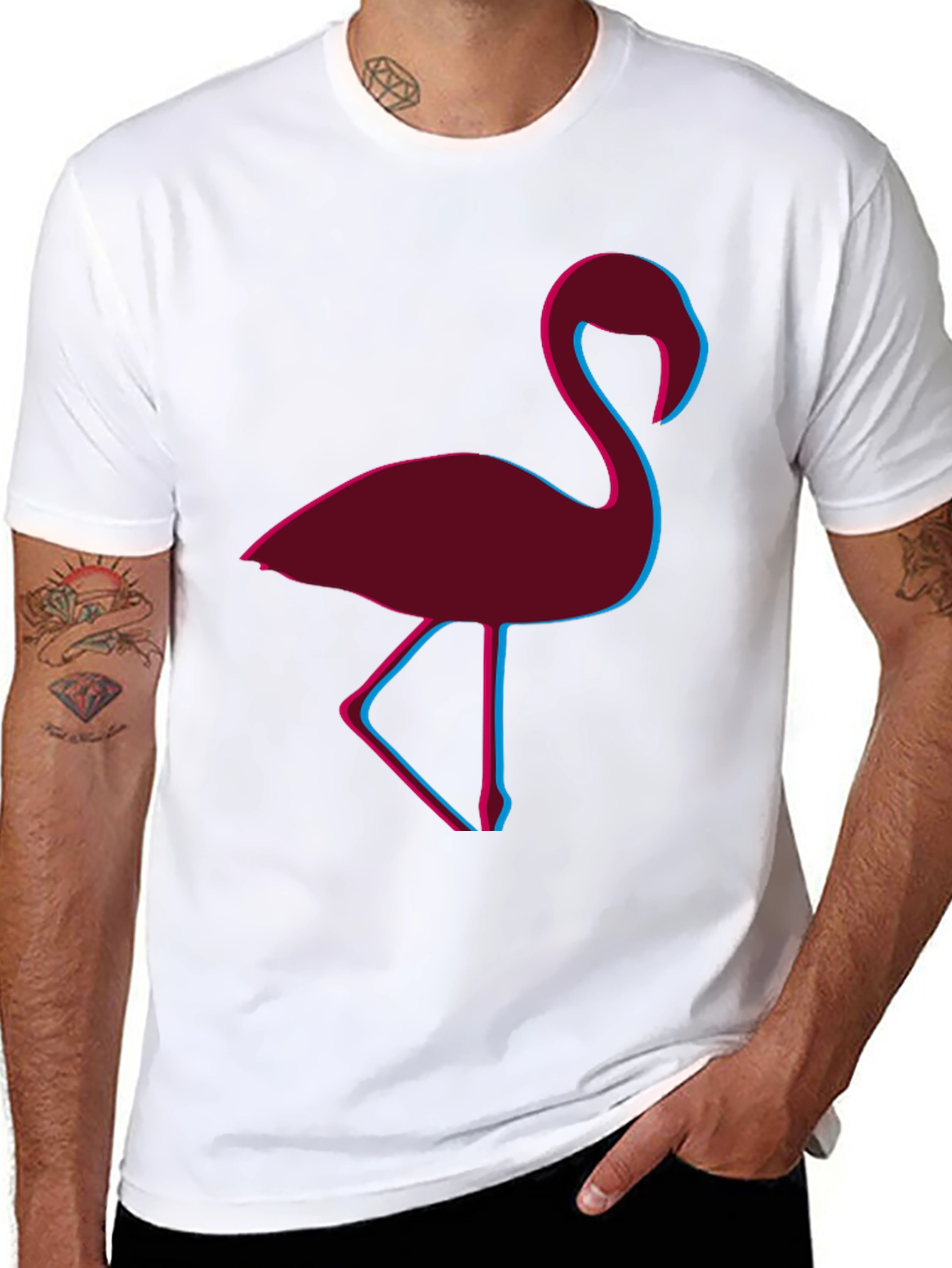 Black Retro Flamingo Graphic Tee view 8