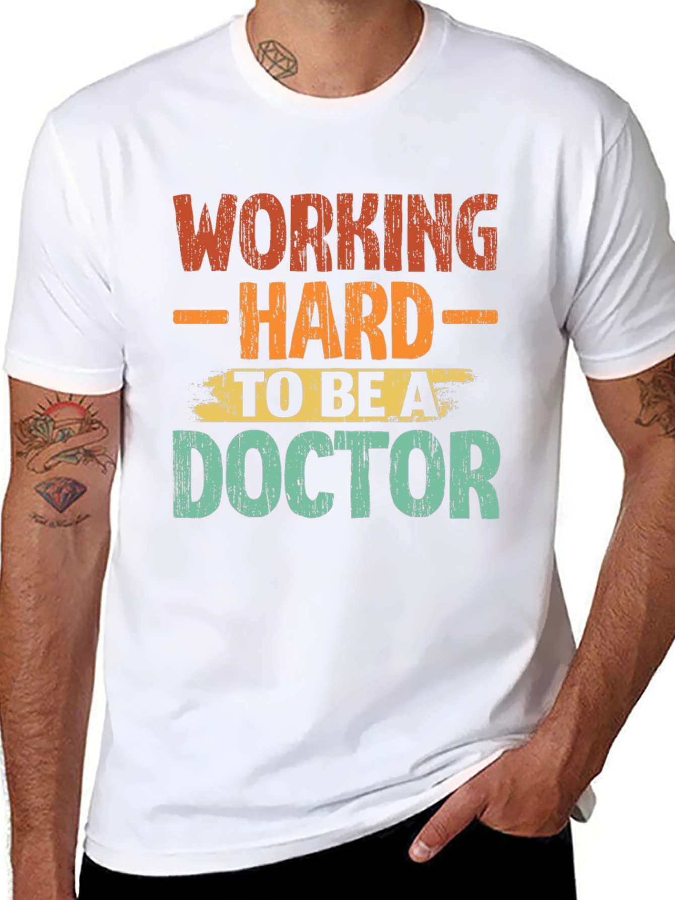 Black Working Hard To Be A Doctor Graphic T-Shirt view 8