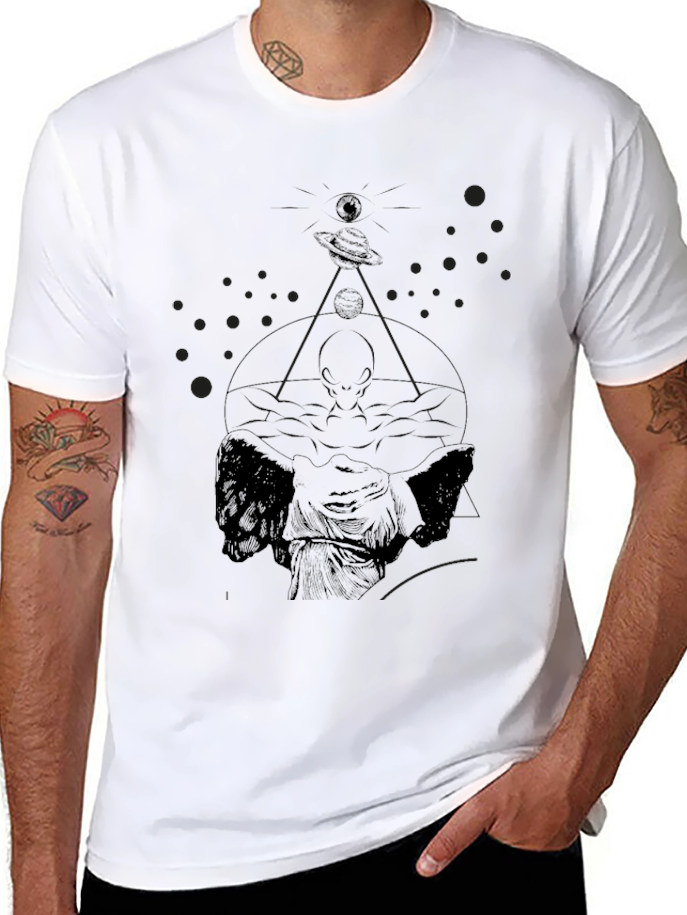 Black Cosmic Wings Graphic Tee - Black view 8