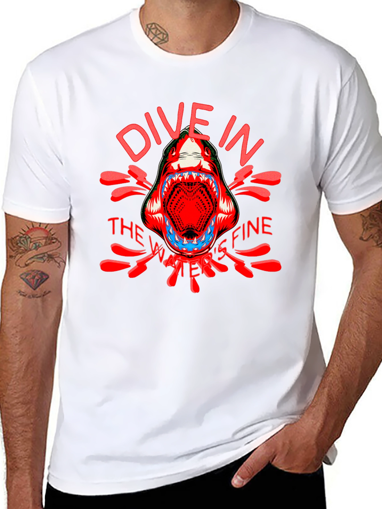 Black Dive In Shark Graphic T-Shirt view 8