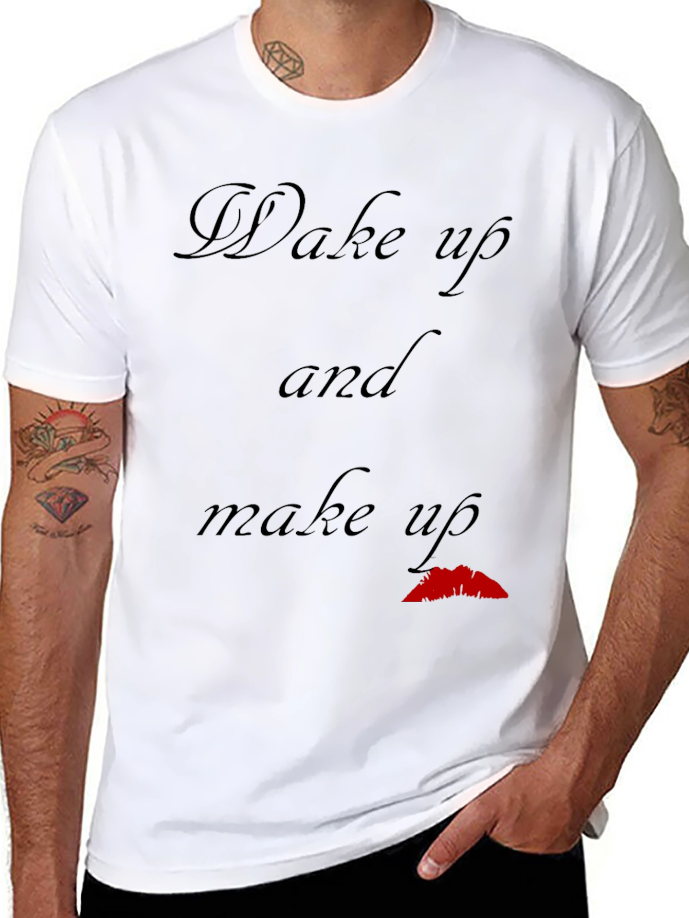 Black Wake Up and Make Up Graphic T-Shirt view 8