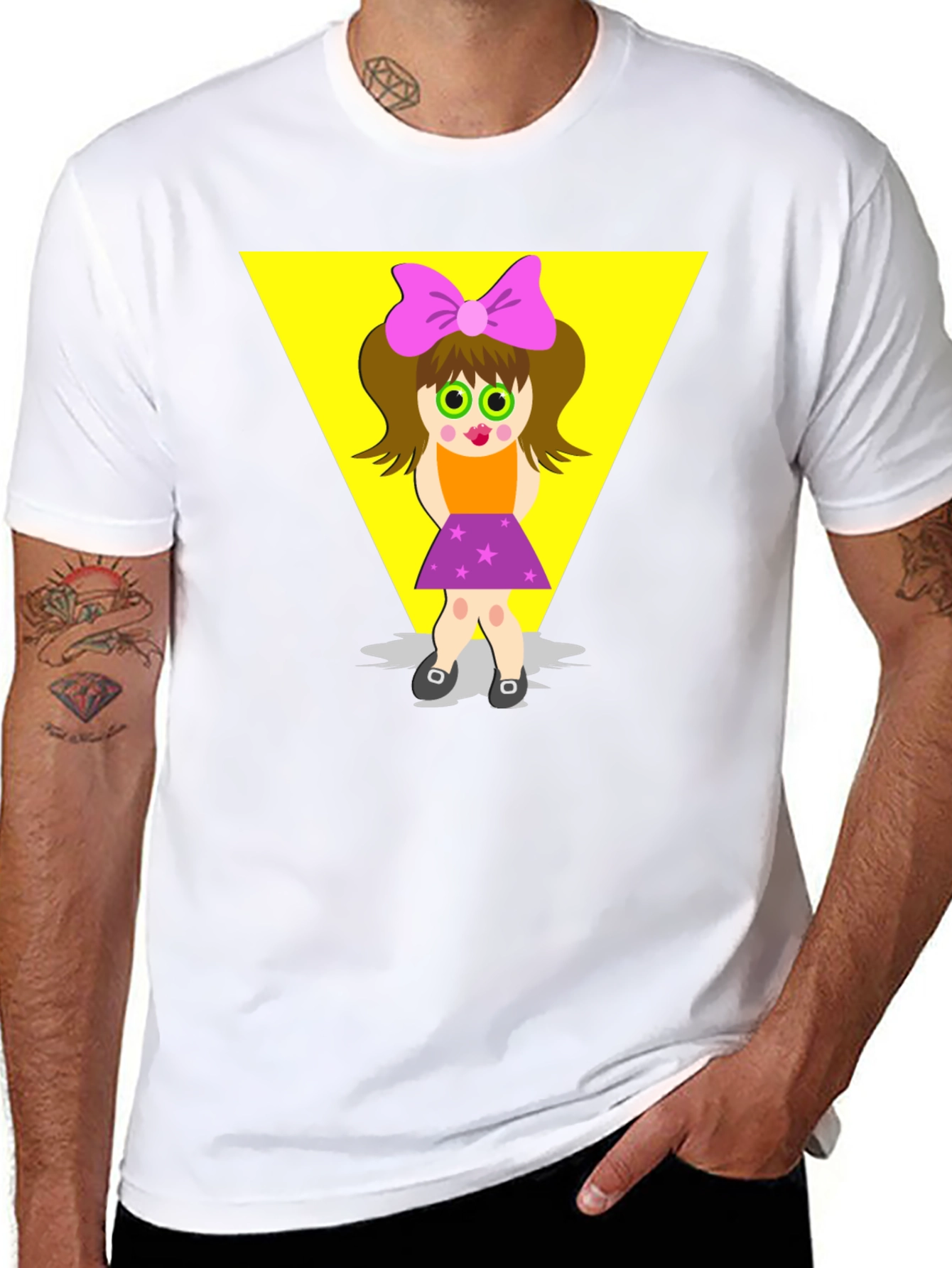 Black Cartoon Girl Graphic Tee - Funky Style view 8