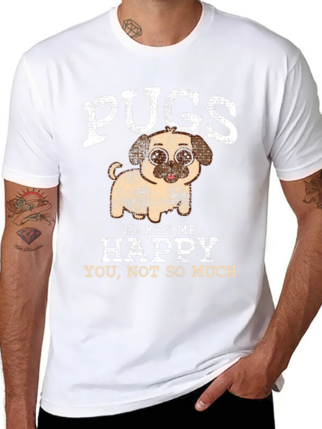 Black Pugs Make Me Happy Graphic Tee view 8