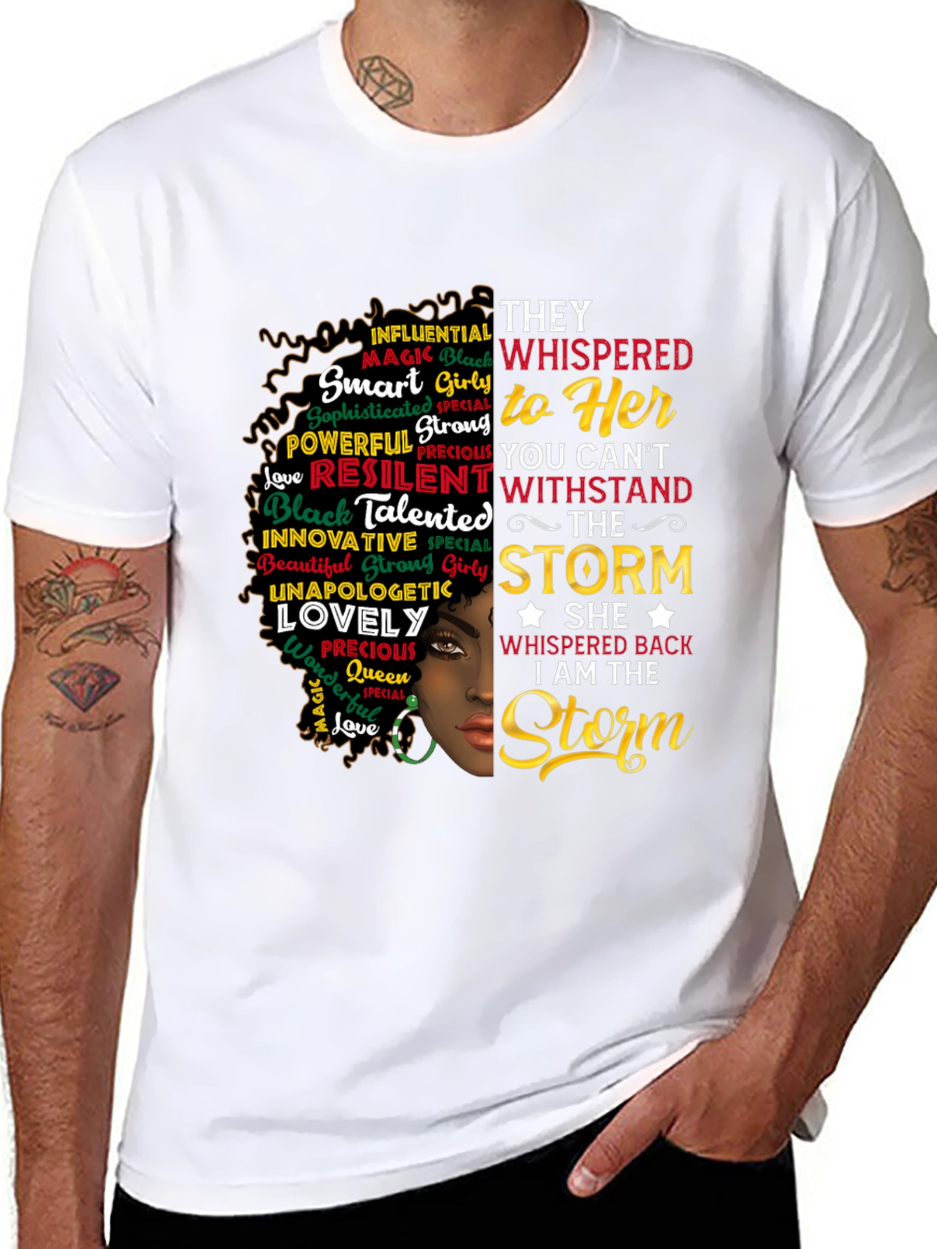 Black Empowered Woman Graphic T-Shirt - "I Am The Storm" view 8