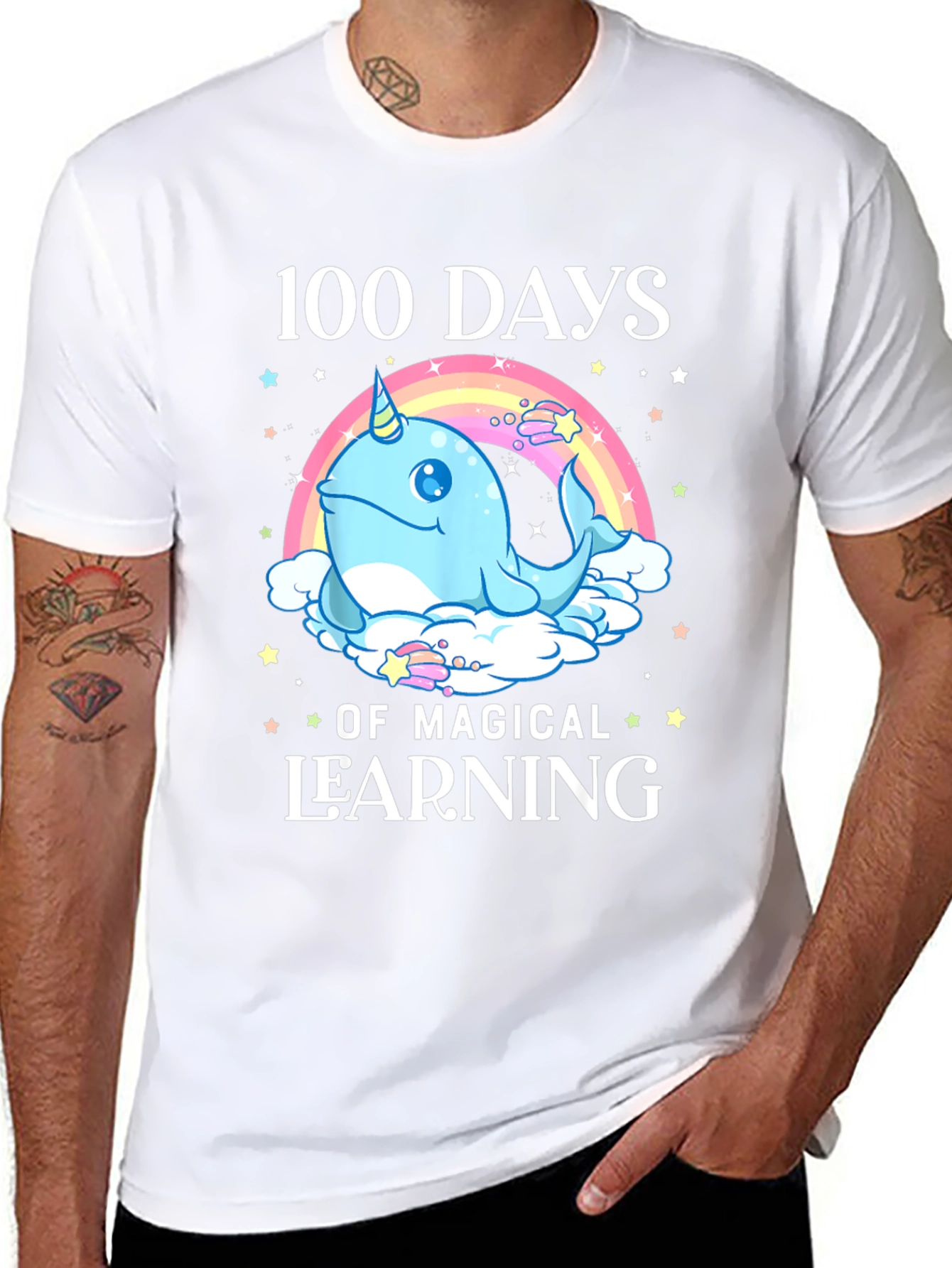 Black 100 Days of Magical Learning T-Shirt view 8