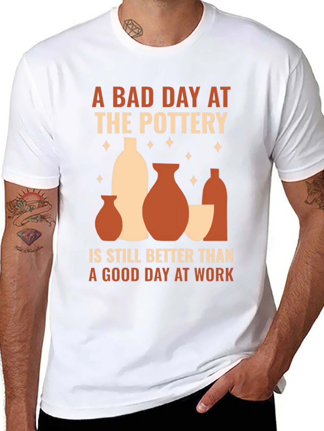 Black Pottery Lover T-Shirt, Bad Day Pottery Better Than Work view 8