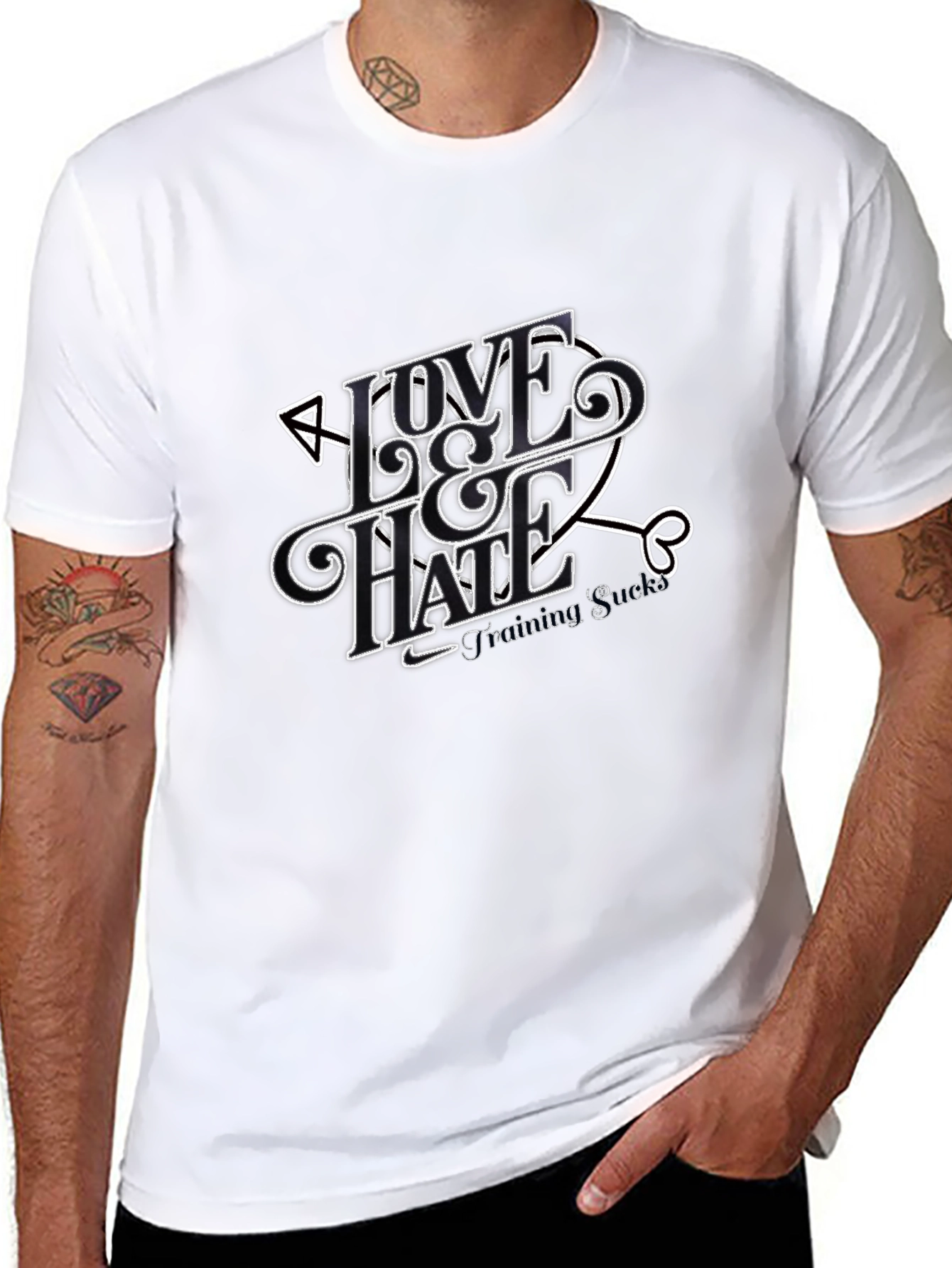 Black Love & Hate Graphic T-Shirt - Black Casual Tee view 8